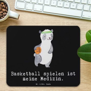 Mr. & Mrs. Panda Mauspad Panda Basketball - Schwarz - Geschenk, Schenken, Gewinn, Basketballpl (1-St), rutschfest