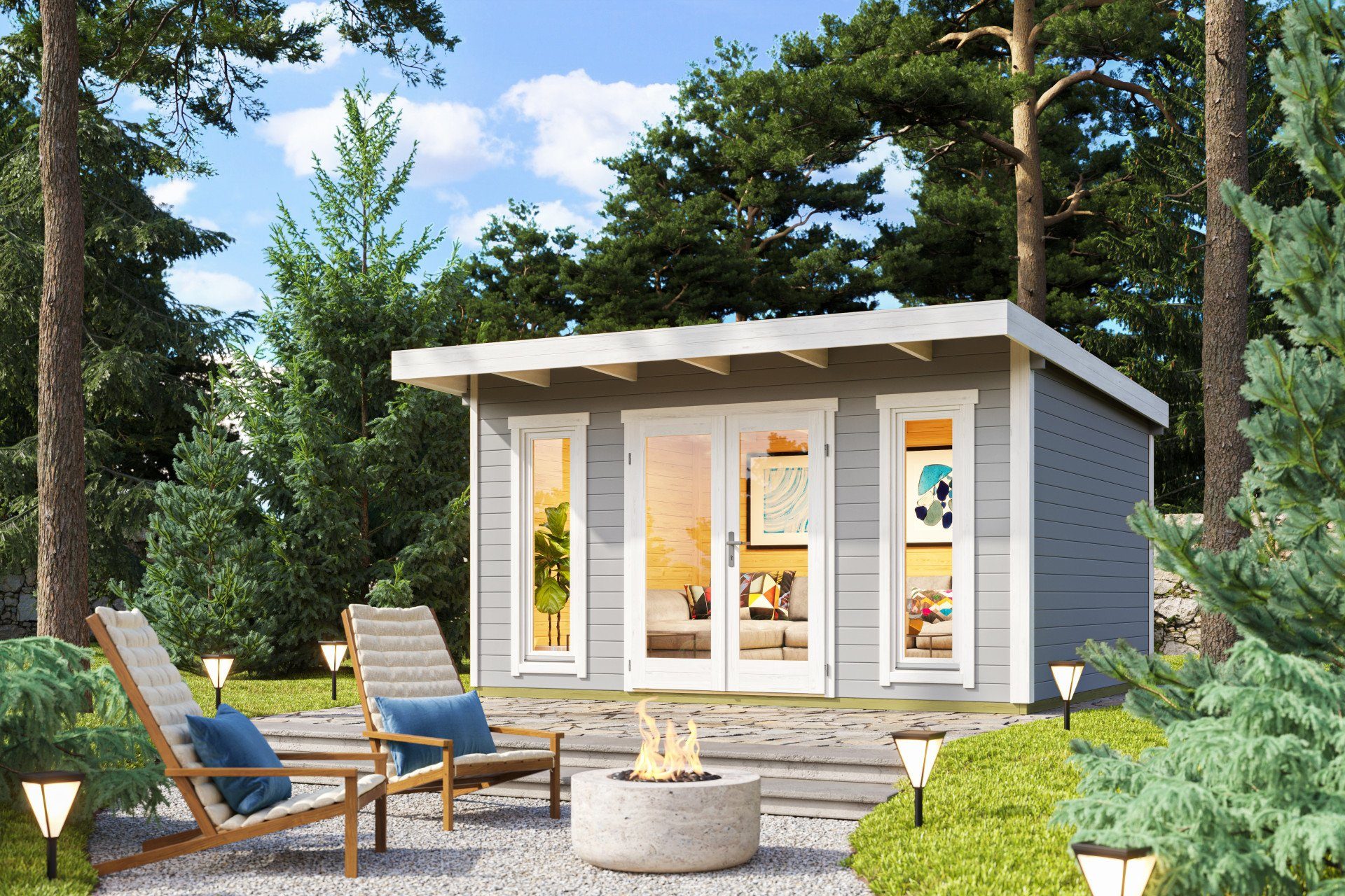 LASITA MAJA Gartenhaus Flachdach 4x4m Holz Sizilien 1, BxT: 410x350 cm, ohne Dacheindeckung