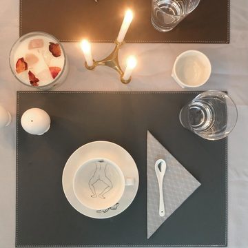Platzset, adorist, (1-St), Leder Tischset, Lederunterlage KANON rechteckig, grau