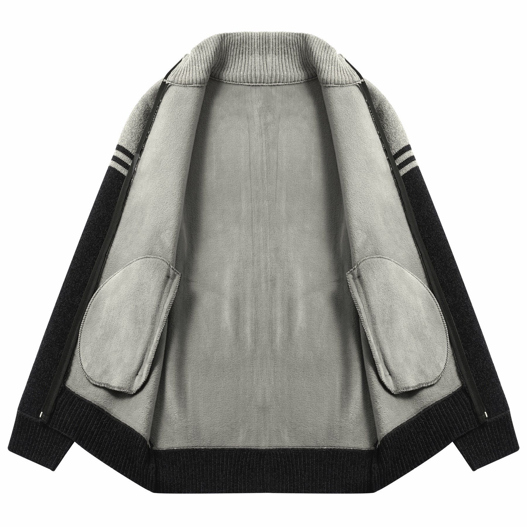 Allthemen Cardigan mit Stehkragen Grobstrick Strickjacke für Winter Strickpullover