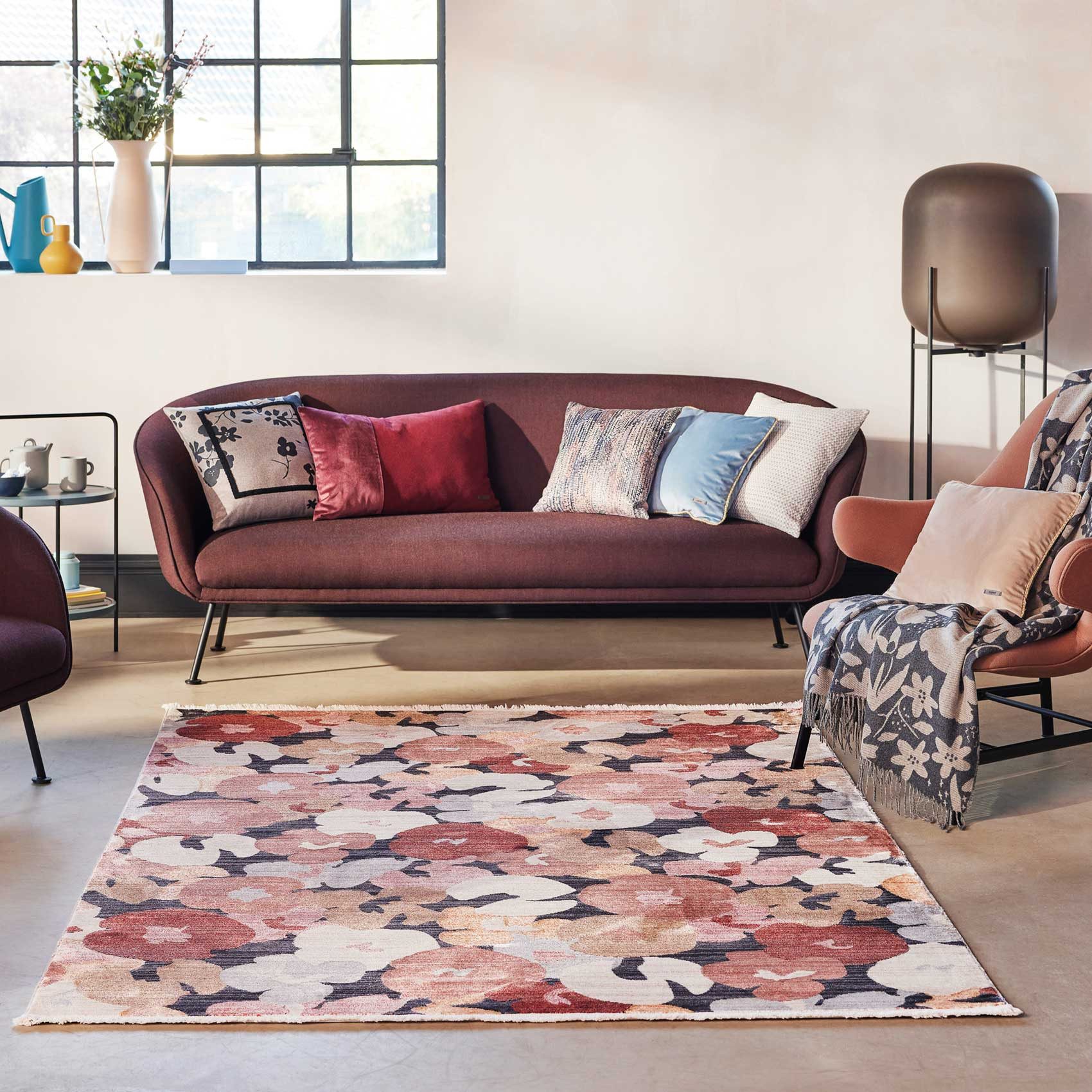 Esprit Teppich Agneta, rechteckig, Höhe: 7 mm, Kurzflorteppich, floral, gewebt, neutral, modern, Wohnzimmer, stilvoll