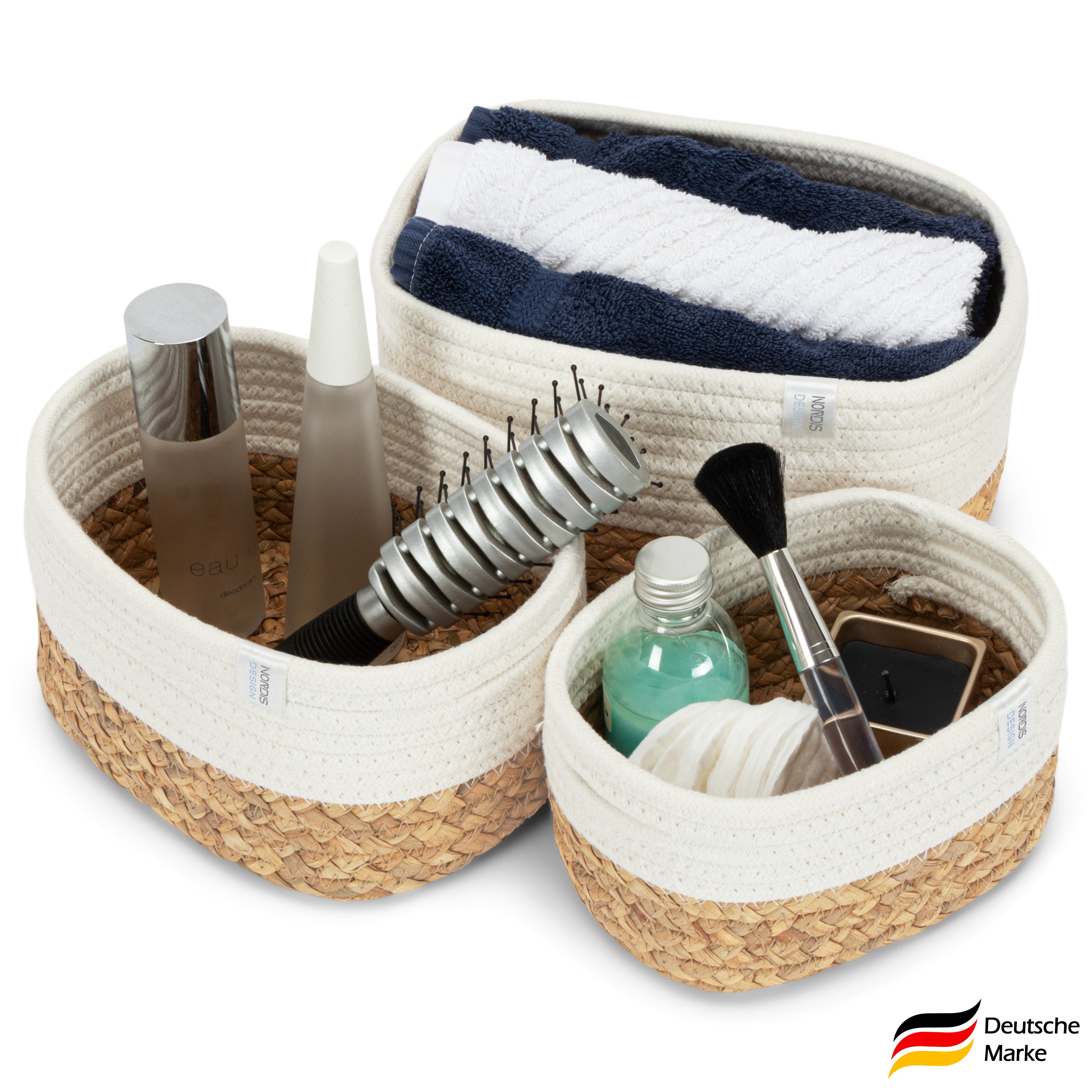 NORDIS DESIGN Aufbewahrungskorb Set "Alea" aus natürlicher Baumwolle und Wa günstig online kaufen
