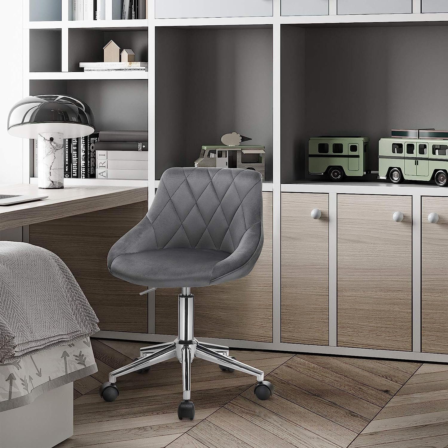 EUGAD Schreibtischstuhl (1 St), Bürohocker mit Rollen, Samt, höhenverstellb günstig online kaufen