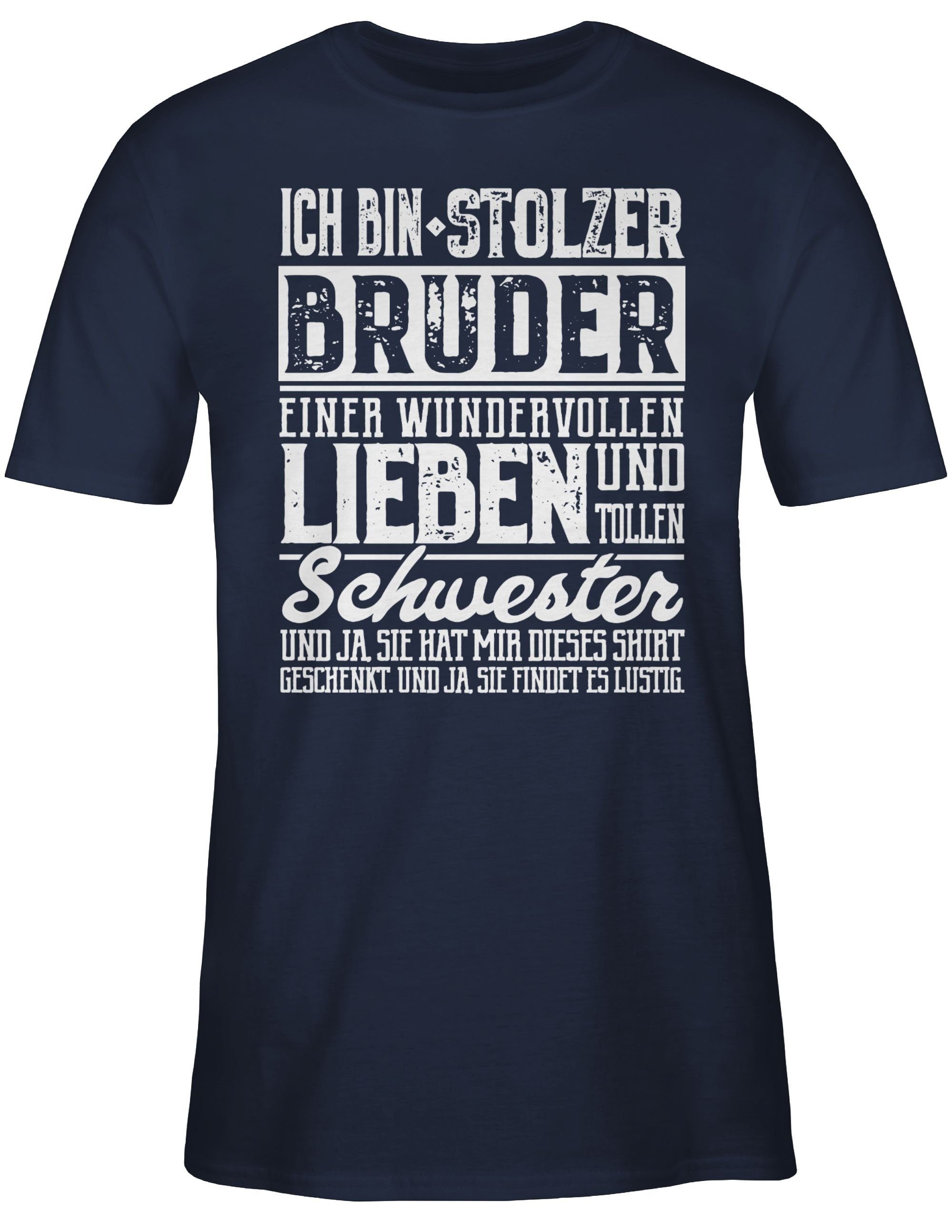 bin einer Blau Schwester Shirtracer stolzer Navy T-Shirt Bruder Ich wundervollen und Bruder tollen 02