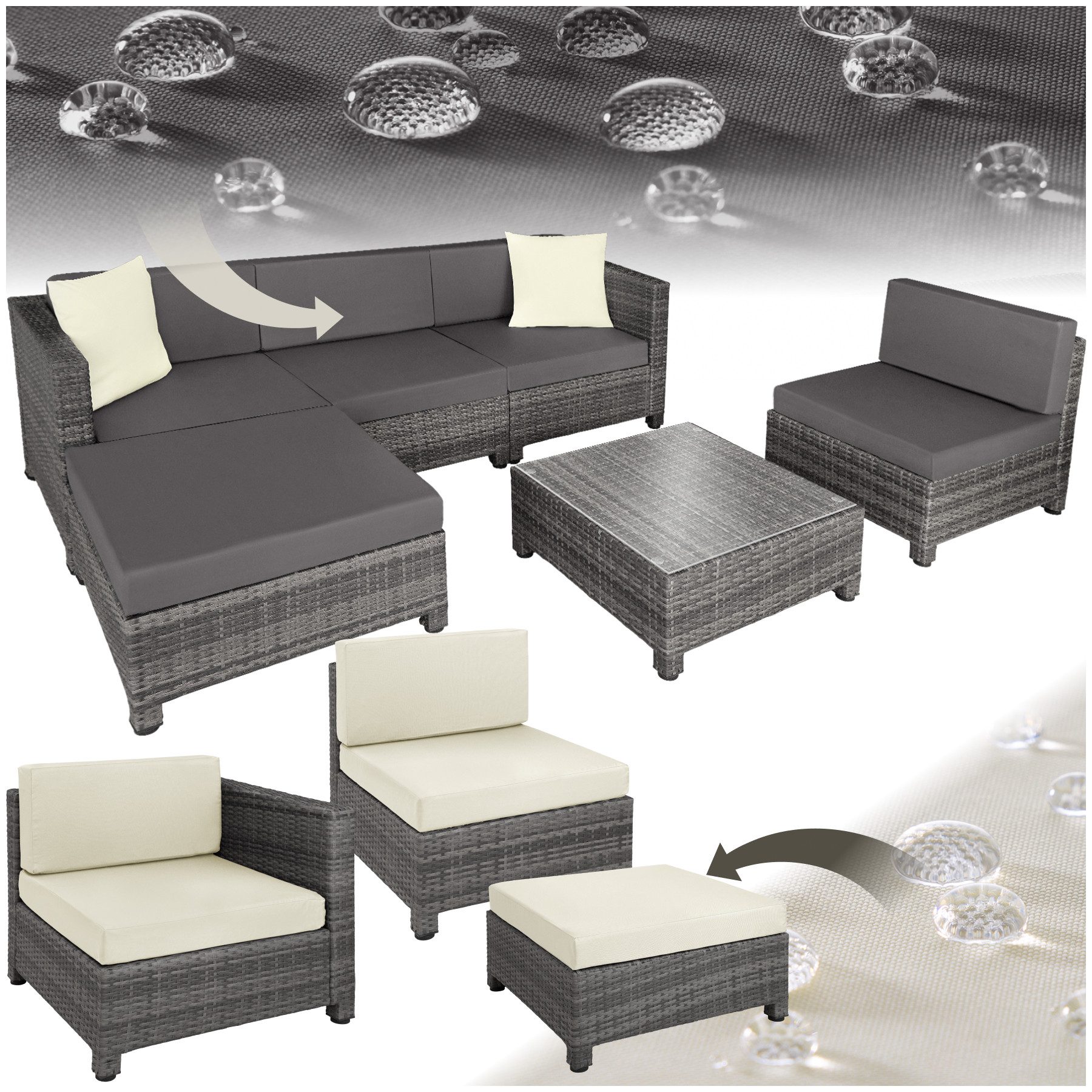 tectake Loungeset Rattan Lounge, (Set., 6-tlg), günstig online kaufen