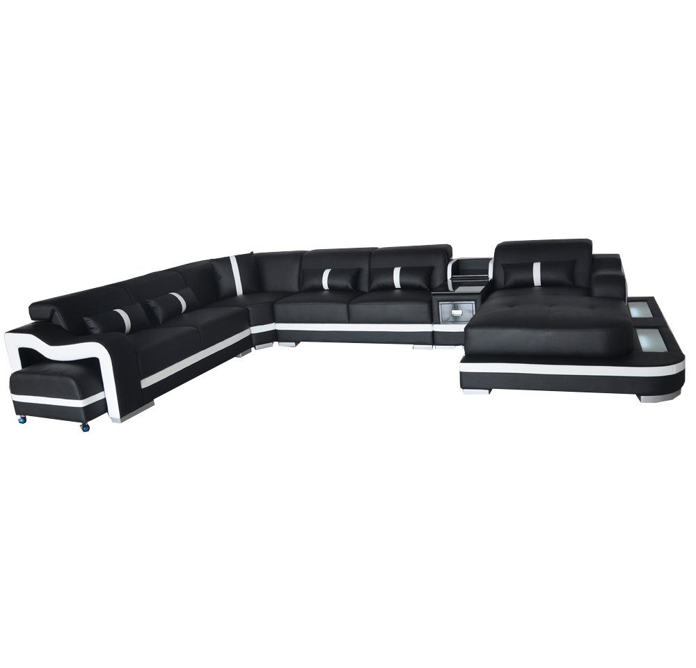 Sofa U-Form Ecke Design Ledersofa Wohnlandschaft Ecksofa, Modern Couch JVmoebel