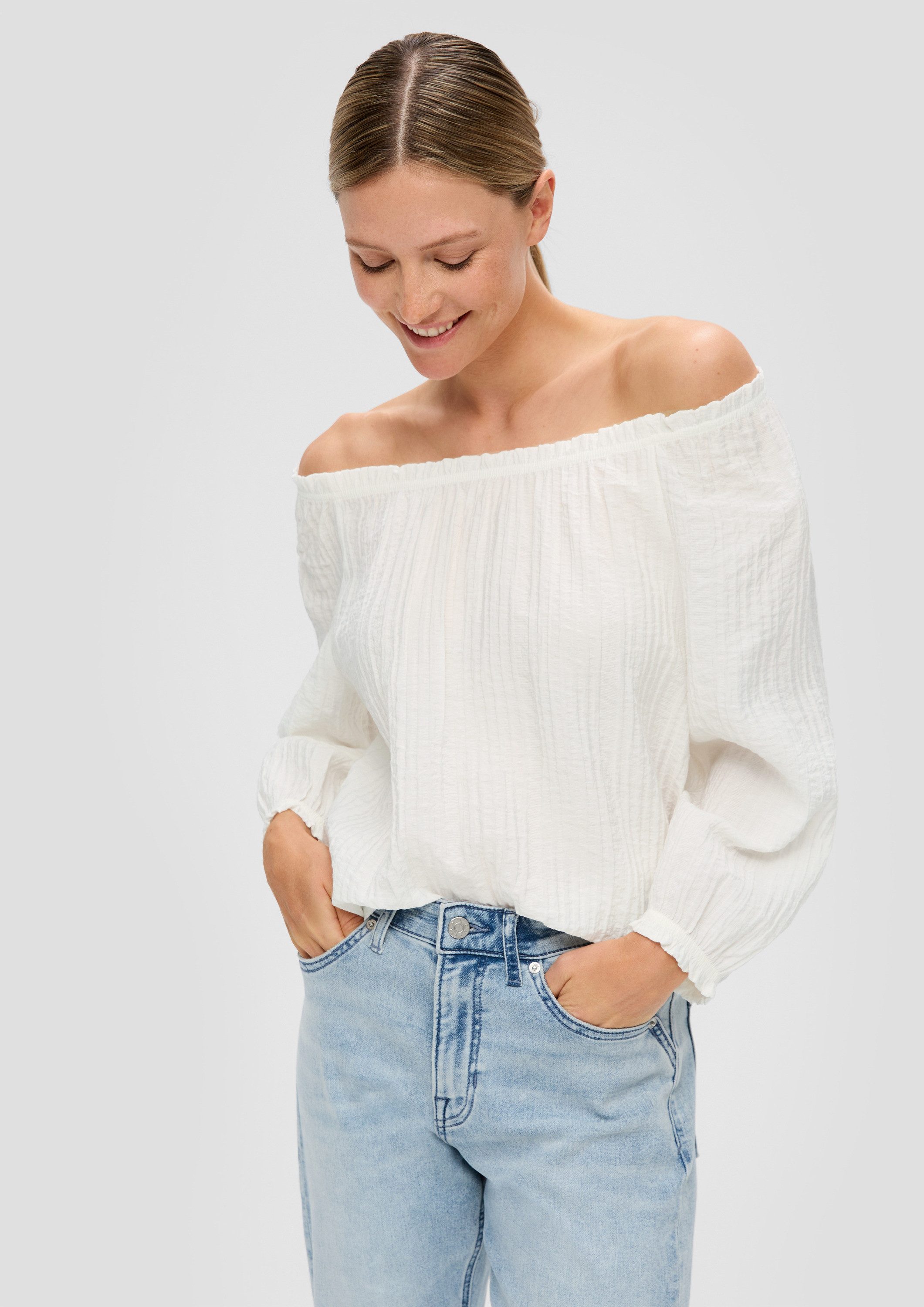 s.Oliver Kurzarmbluse Bluse Off-Shoulder-Bluse aus Viskosemix