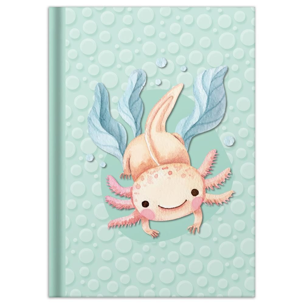 RNK Verlag Notizbuch Notizbuch Axolotl DIN A5 kariert Hardcover 96 Blatt, 96 Blatt, kariert, Hardcover, 70 g/m²