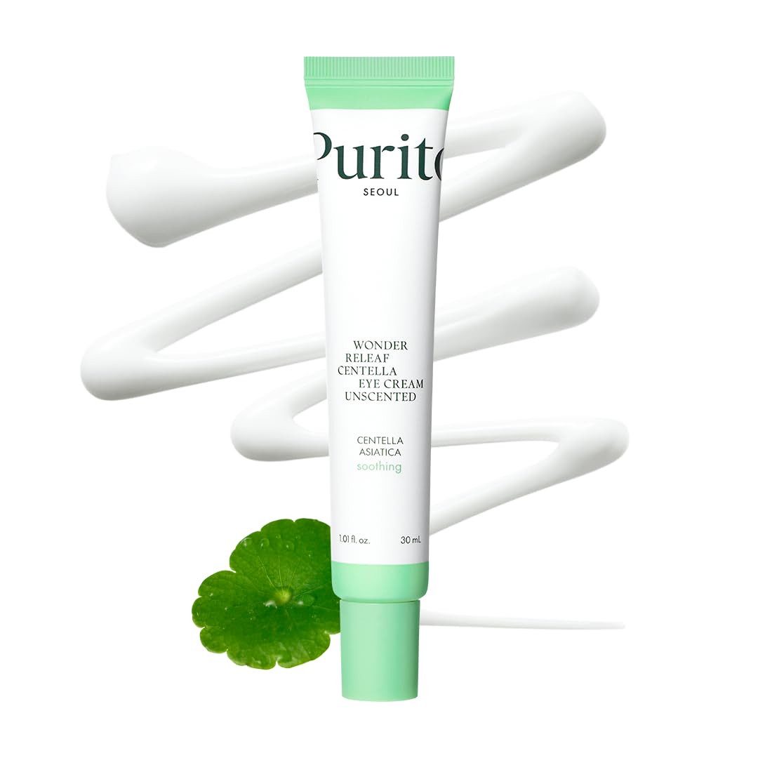 Purito Seoul Anti-Aging-Augencreme Wonder Releaf Centella Eye Cream Unscented 30 ml – vegane, duftfreie, Augencreme mit 47 % CICA, Peptiden & Ceramiden – beruhigend, feuchtigkeitsspendend – für empfindliche Haut & Mundpartie geeignet