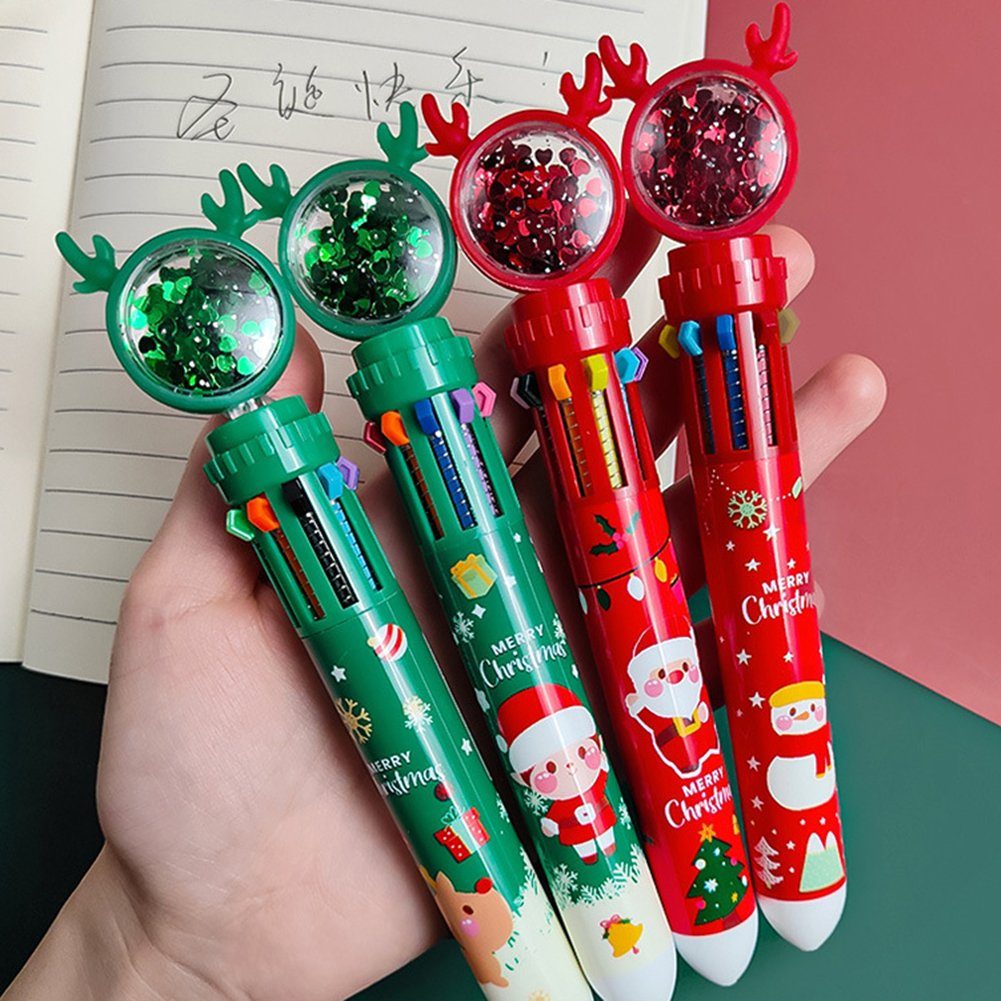 Blusmart Kugelschreiber 10-in-1 Bunter Schlichtes 4pcs Design Weihnachts-Cartoon-Kugelschreiber