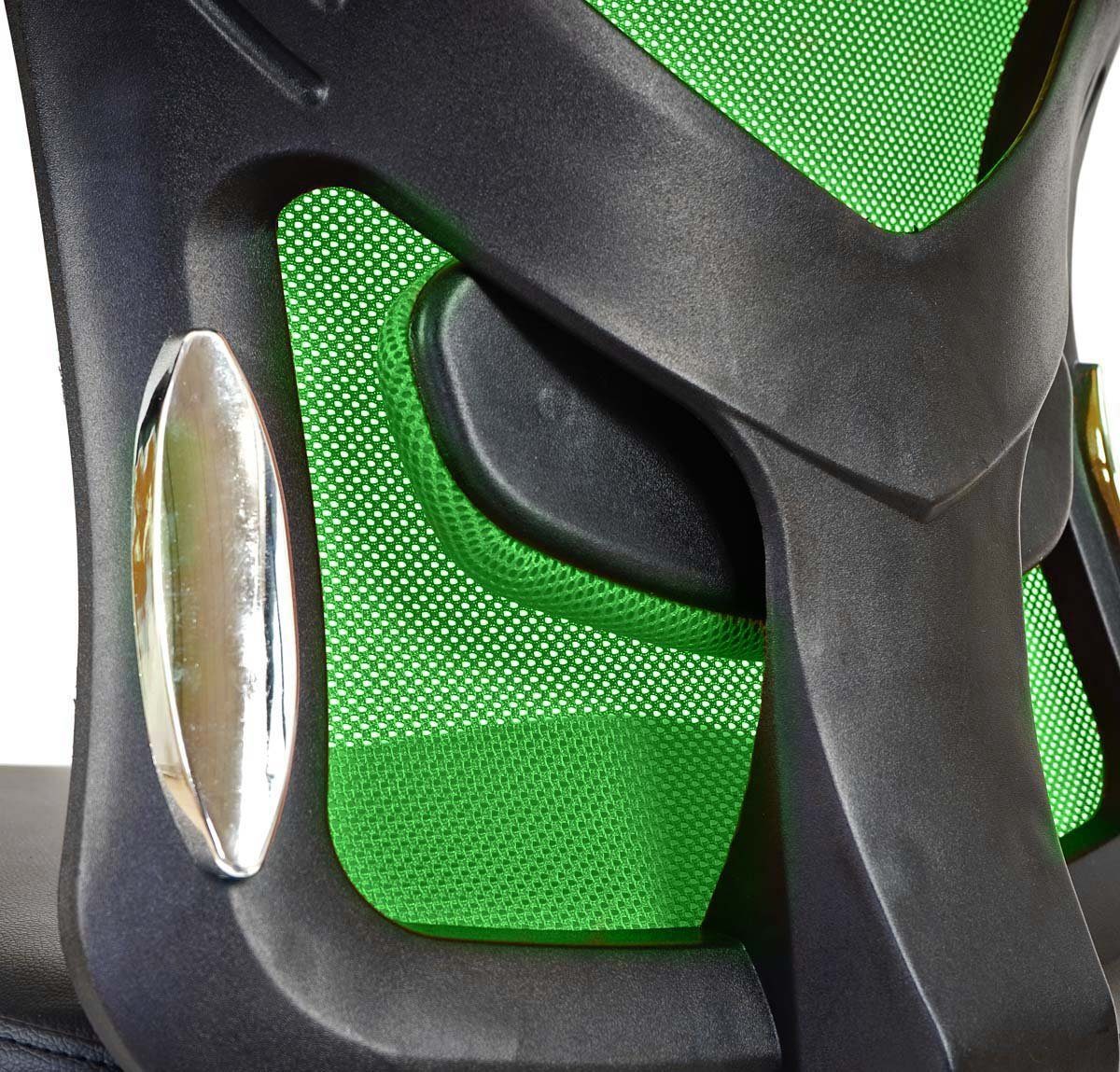 flexible Höhenverstellbare stufenlos Kopfstütze Schreibtischstuhl Lendenwirbelstütze schwarz,grün Pamplona, höhenverstellbar, MCW + Armlehnen, Kopfstütze