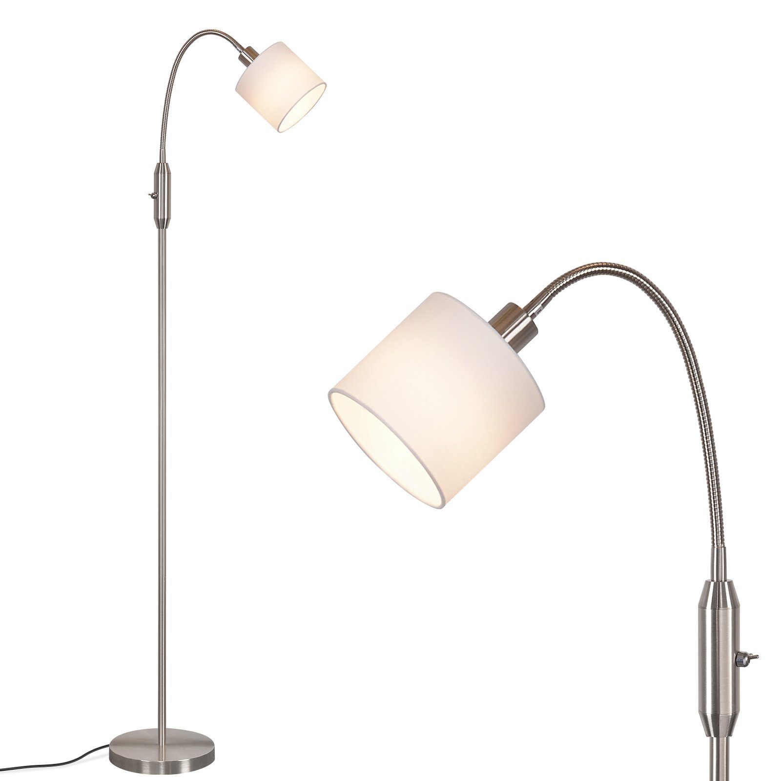 LED Stehlampe Wohnzimmer Vintage Schwarz Stehleuchte Stoff Bogen 360°