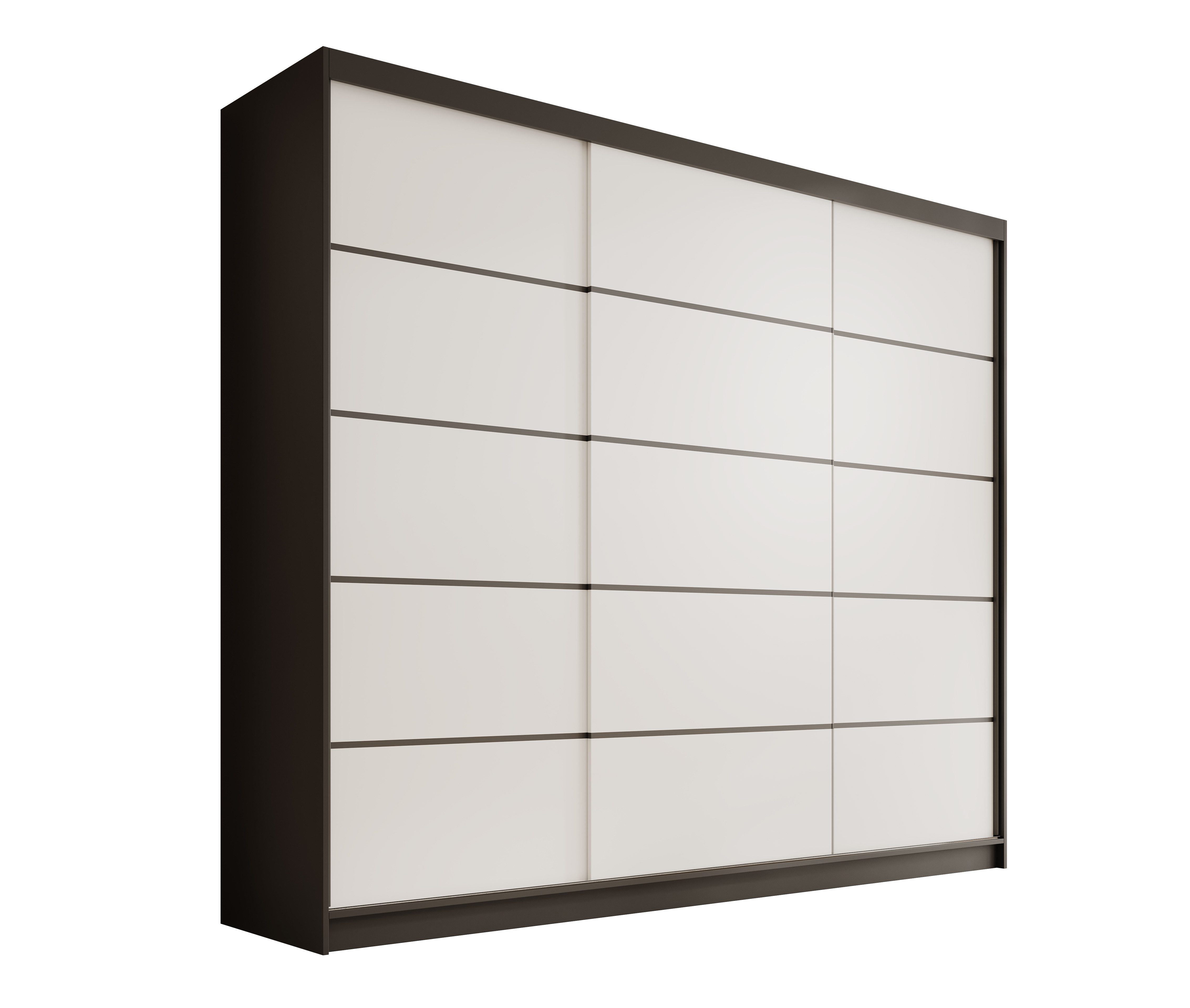 MOEBLO Schiebetürenschrank Velora 250 (Moderner Kleiderschrank mit 3 Schiebetüren, großem Stauraum, Schrank Garderobe Schiebtüren Schlafzimmer) (BxHxT): 250 x 215 x 58 cm