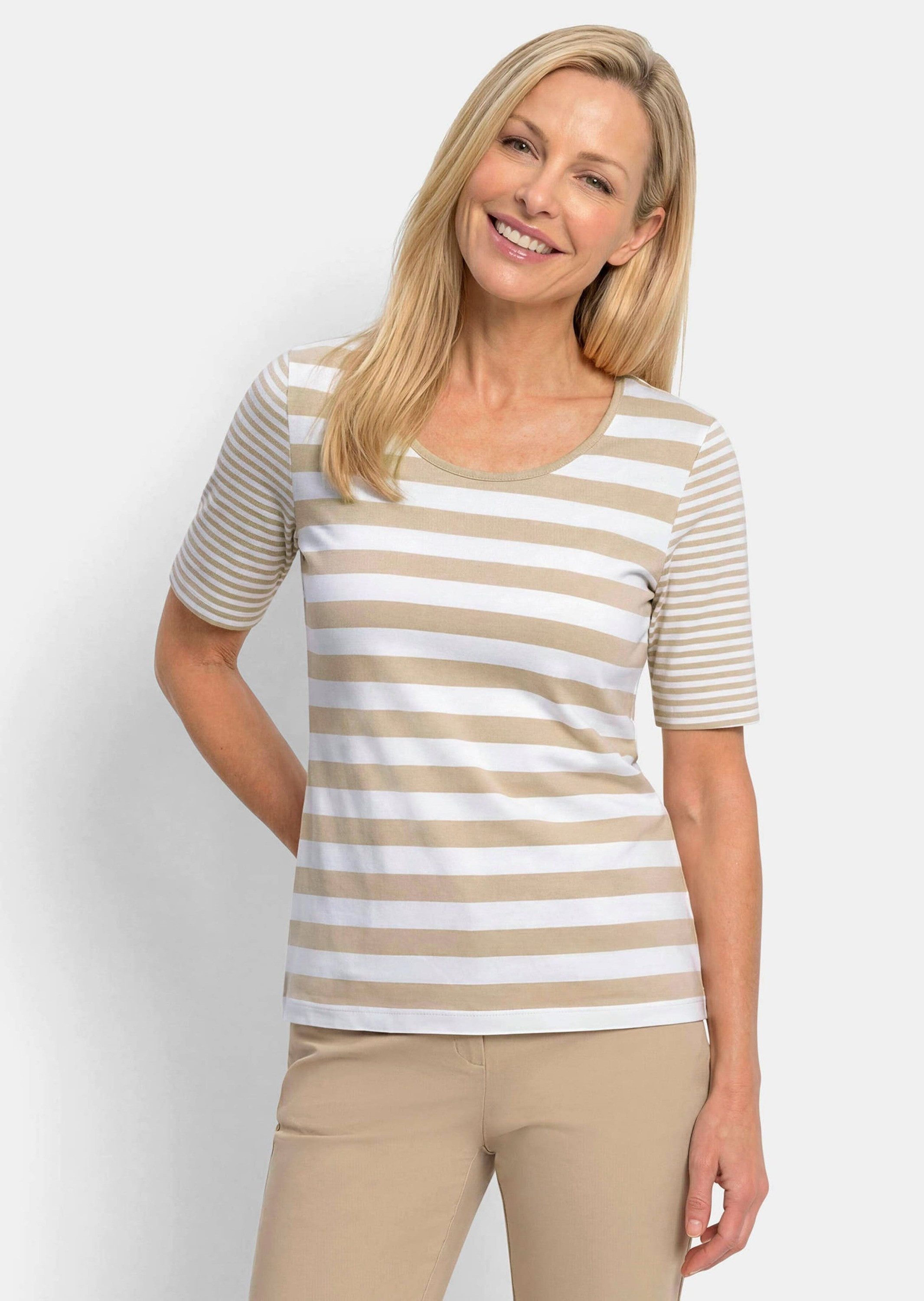 GOLDNER T-Shirt Streifenshirt aus softer Baumwollmischung