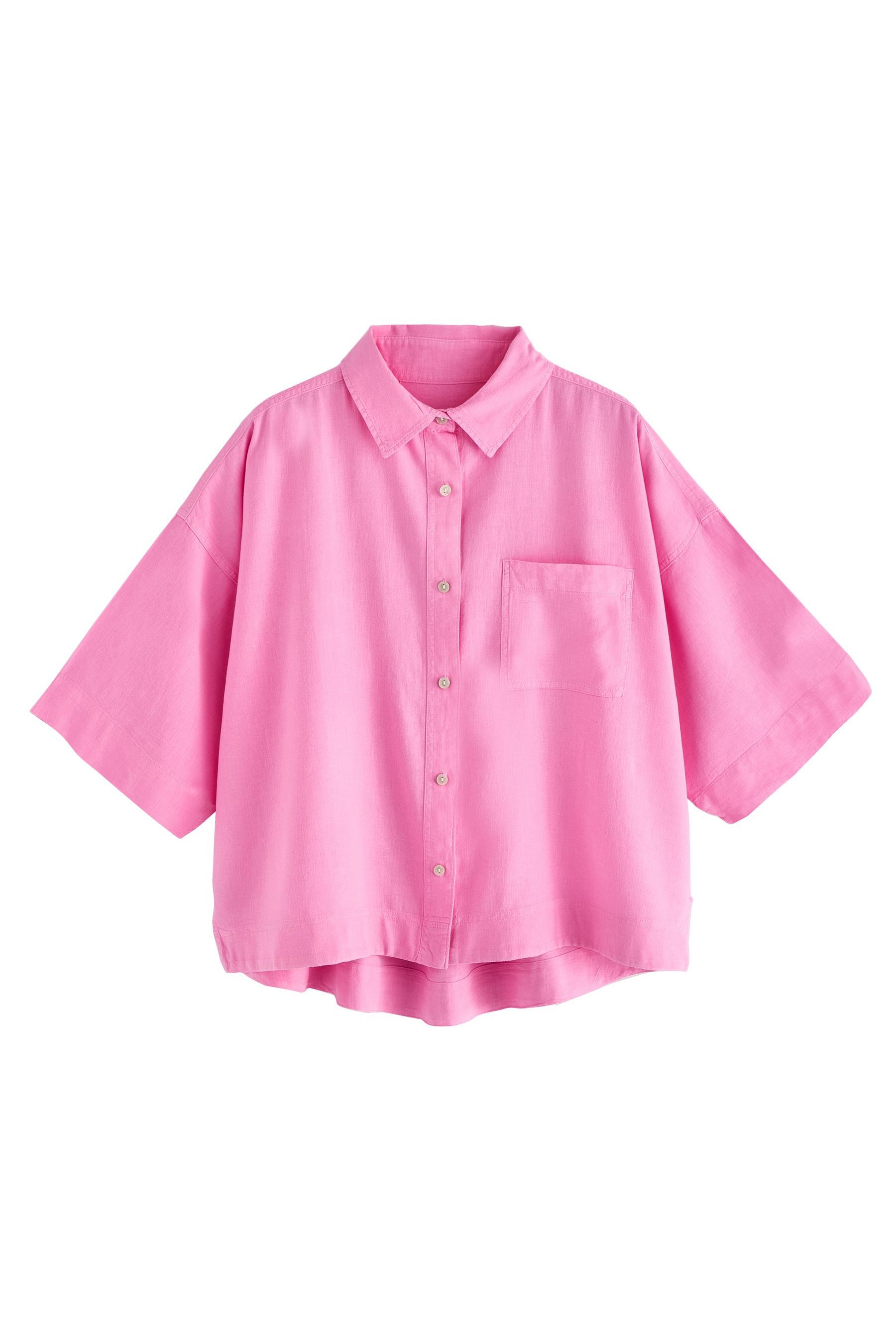 Next Kurzarmbluse Hemd aus Leinengemisch (1-tlg) günstig online kaufen