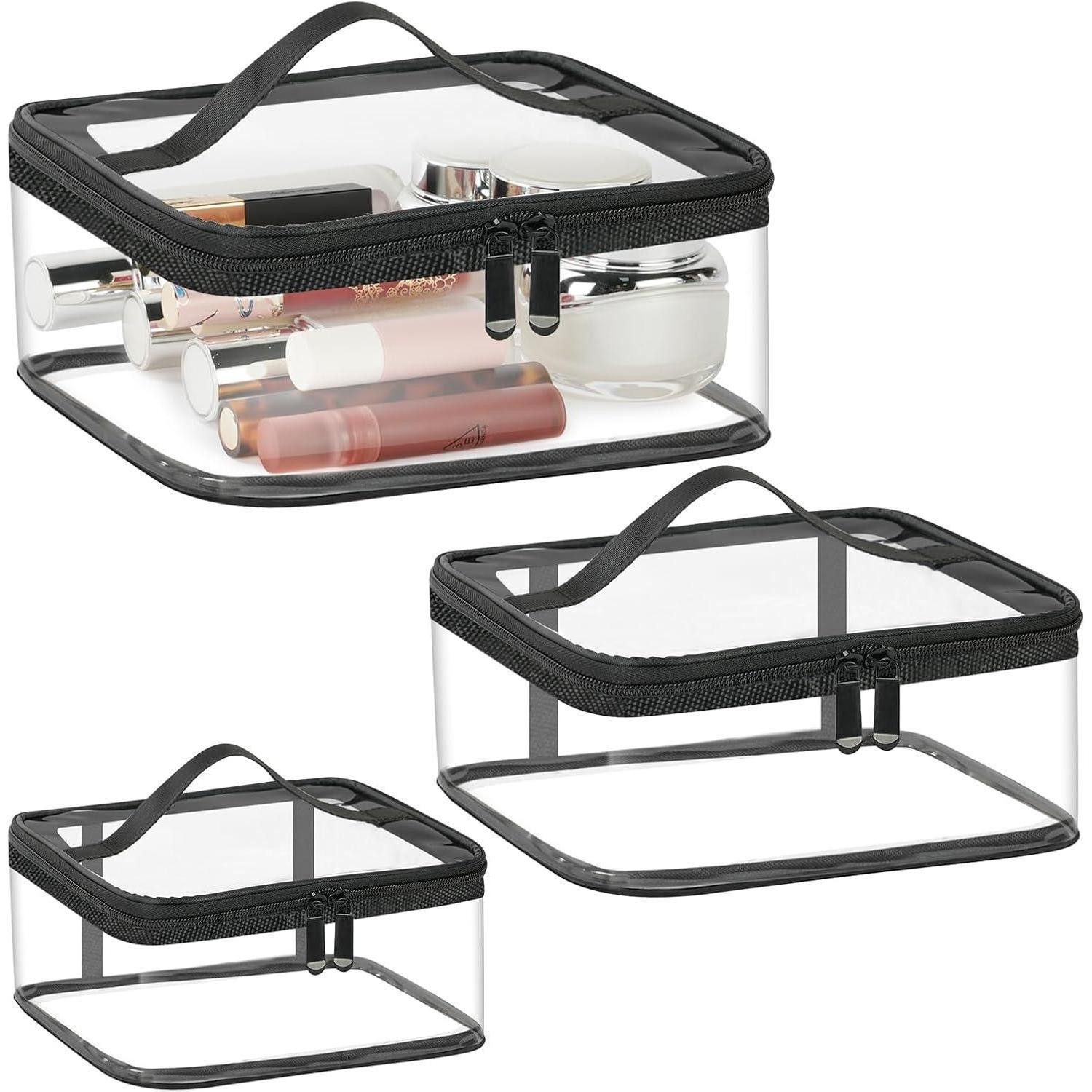 LuxusKollektion Kosmetiktasche Kulturtasche Transparent PVC 3 Stück wasserdicht TSA-zugelassene
