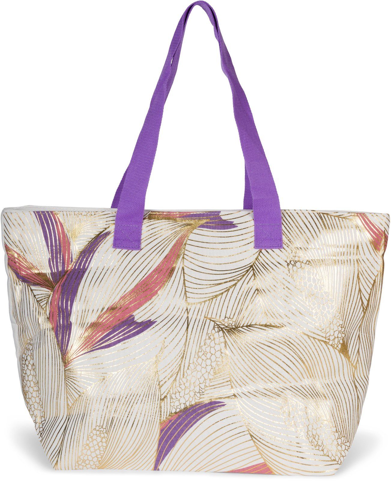styleBREAKER Strandtasche Strandtasche Tropic Metallic Blätter (1-tlg)
