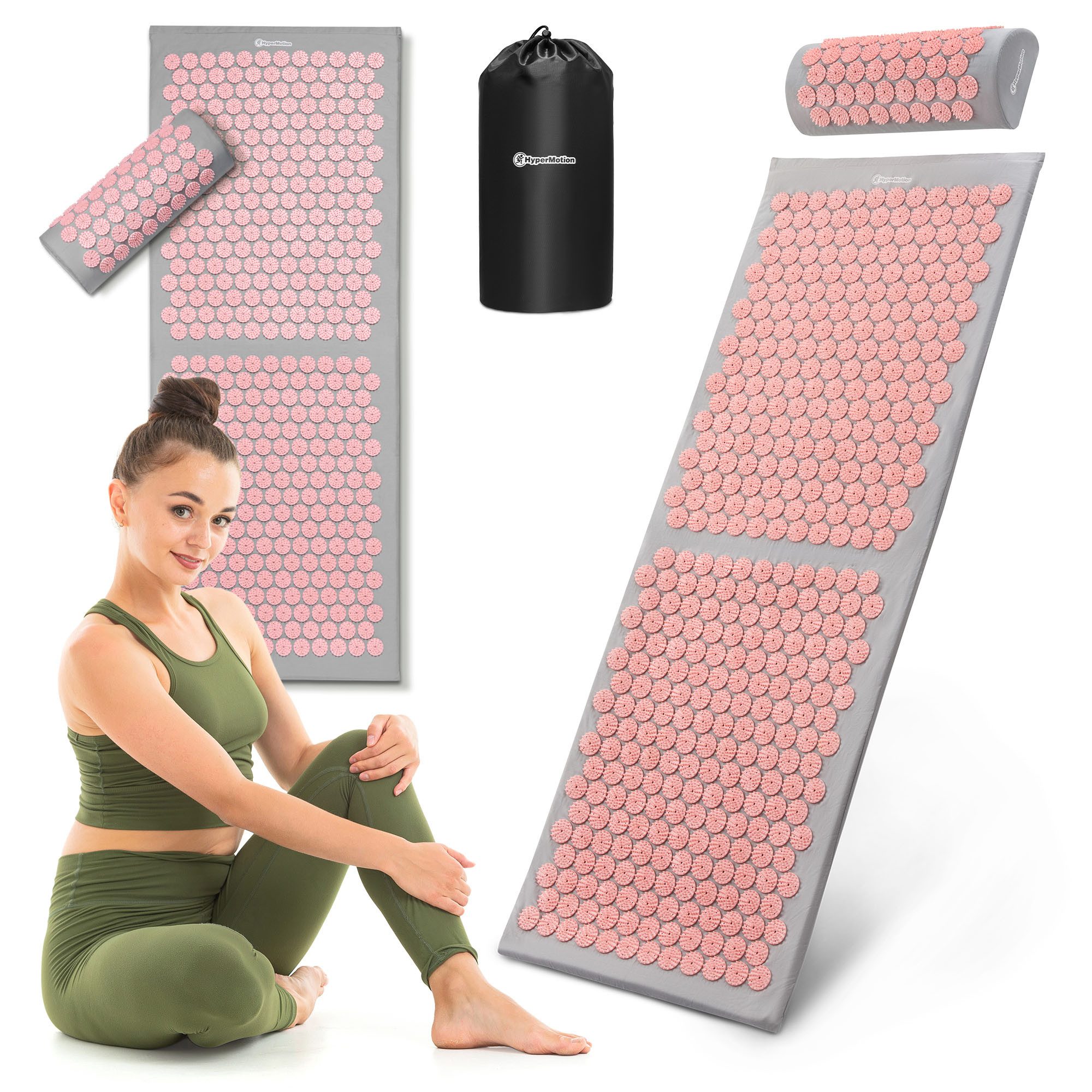 HyperMotion Akupressurmatte XL Akupressurmatte 130 cm mit Kissen & Tasche HyperMotion