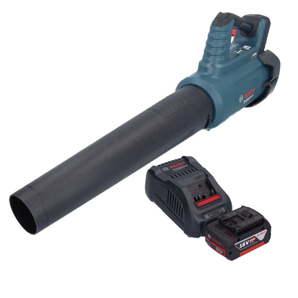 Bosch Professional Akku-Laubbläser GBL 18V-750 Professional Gebläse 18 V BITURBO + 1x Akku 5,0 Ah + Lader