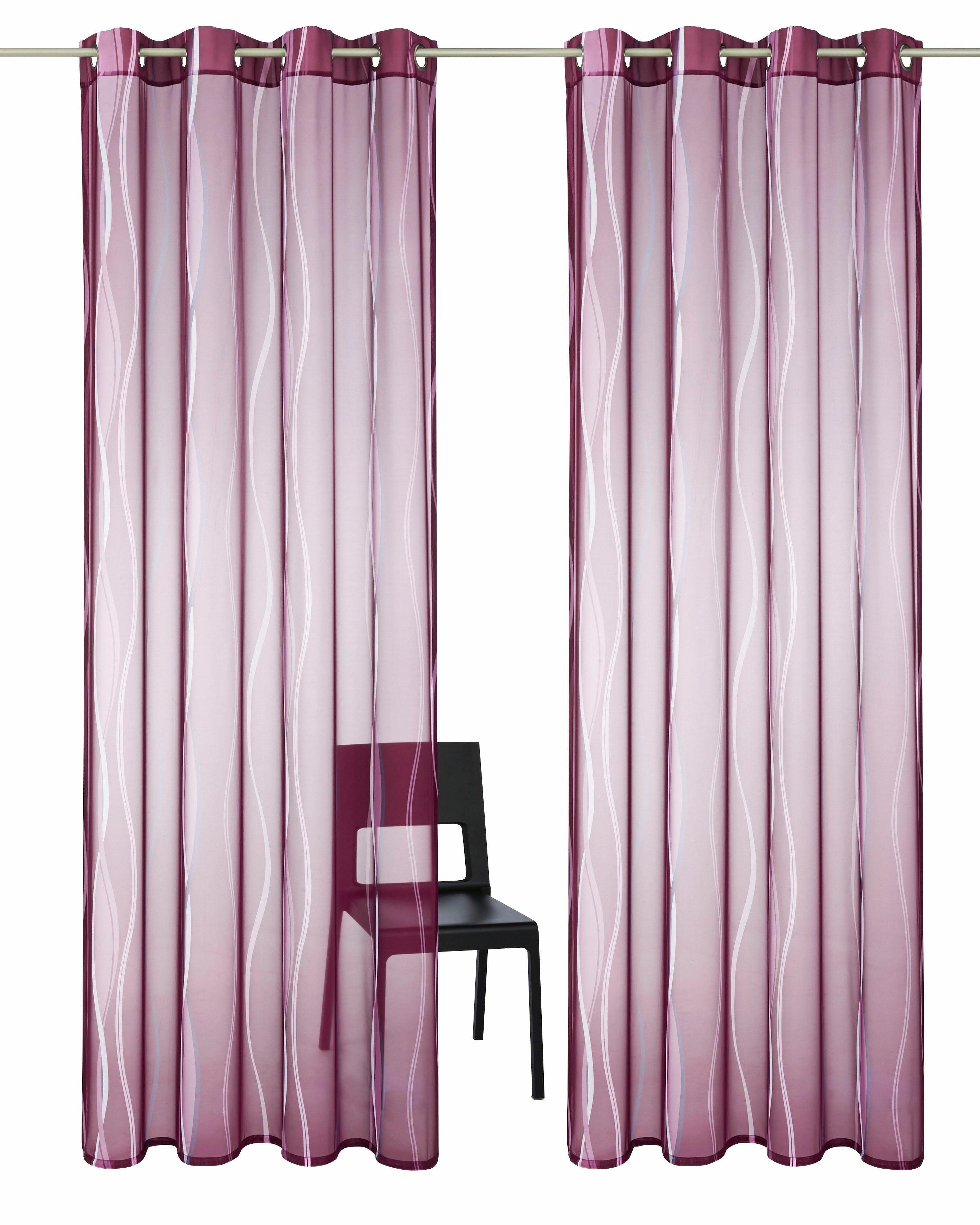 Gardine Dimona, my home, Ösen Polyester transparent, 2er-Set, transparent, Voile, (2 Voile, beere St)