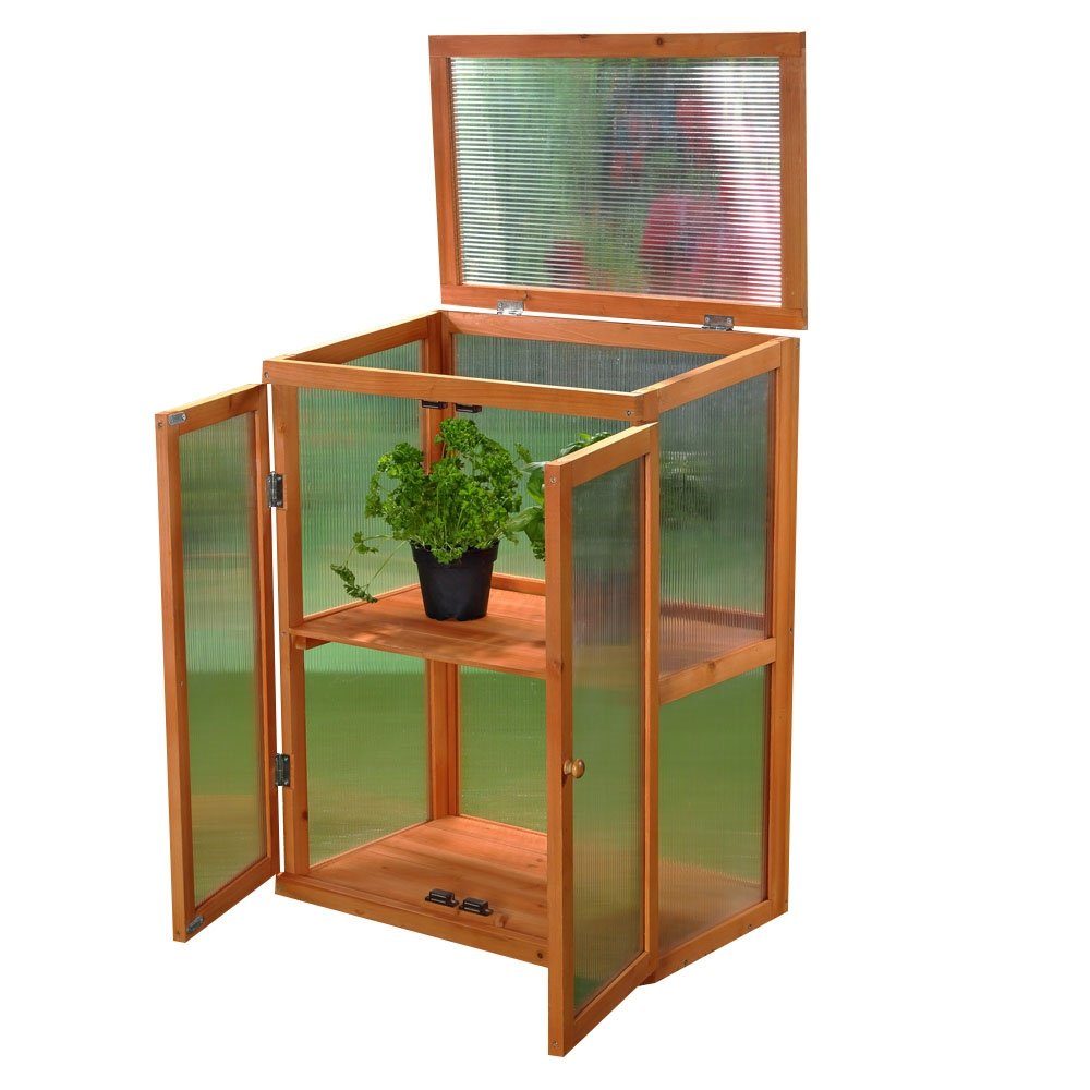Mucola Gewächshaus Gewächshaus Garten Balkon Schrank Treibhaus Pflanzhaus Anzuchthaus, Stück, 1 Einlegeboden braun | Rabatt: 24%