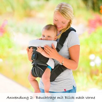 Hauck Babytrage 4-Way Carrier - Black, Ergonomische Bauchtrage für Babys & Kleinkinder ab Geburt bis zu 12 kg