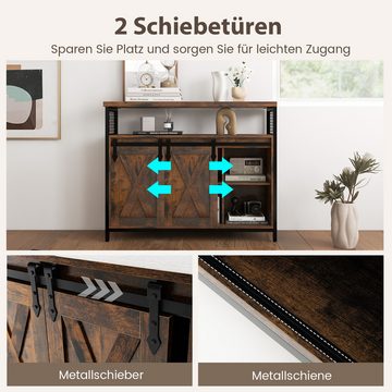 KOMFOTTEU Sideboard, Buffetschrank mit Schiebetüren & verstellbare Ablagen