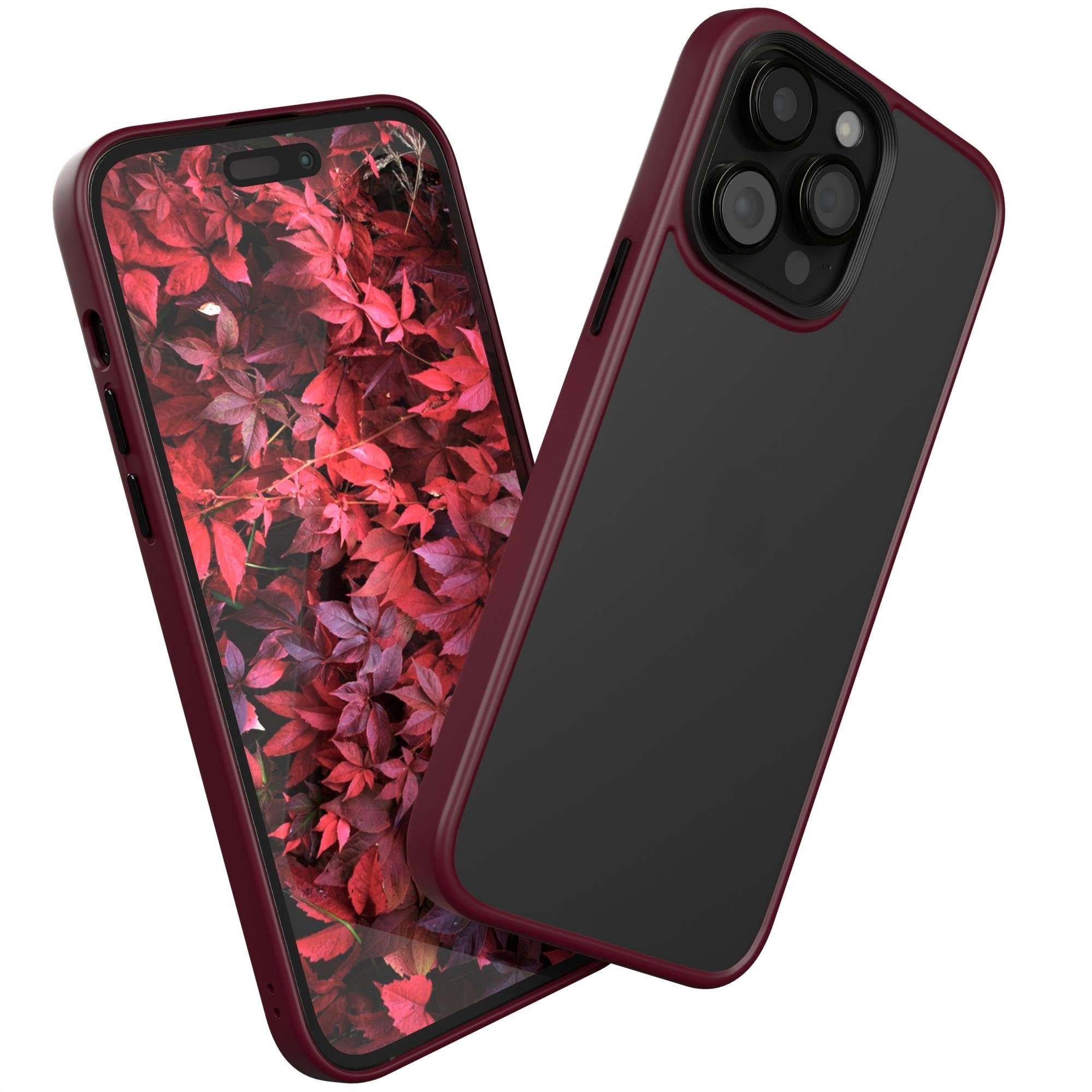 EAZY CASE Handyhülle Outdoor Case für Apple iPhone 14 Pro Max 6,7 Zoll, Schutzhülle mit Kameraschutz Handyhülle Dünn Transparent Dunkel Rot
