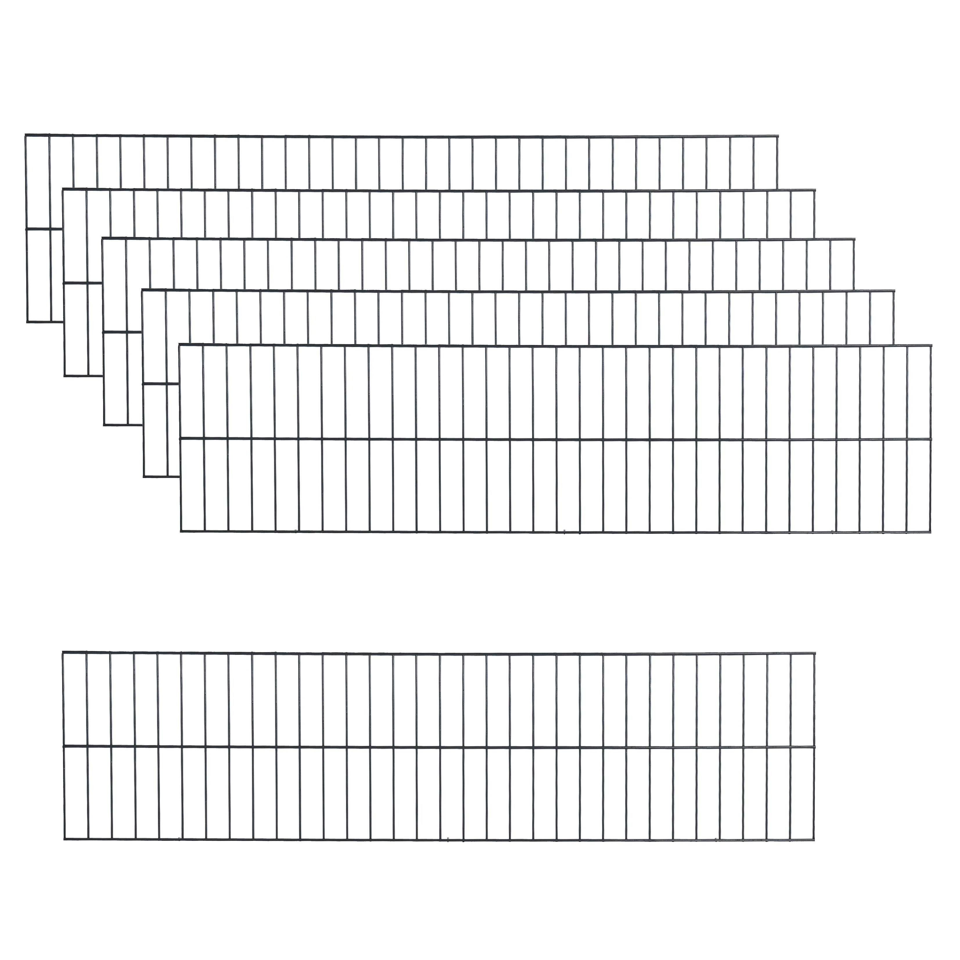 ESTEXO Gartenzaun Zaunelemente Doppelstabmattenzaun 6er Set RAL 7016 Zaun