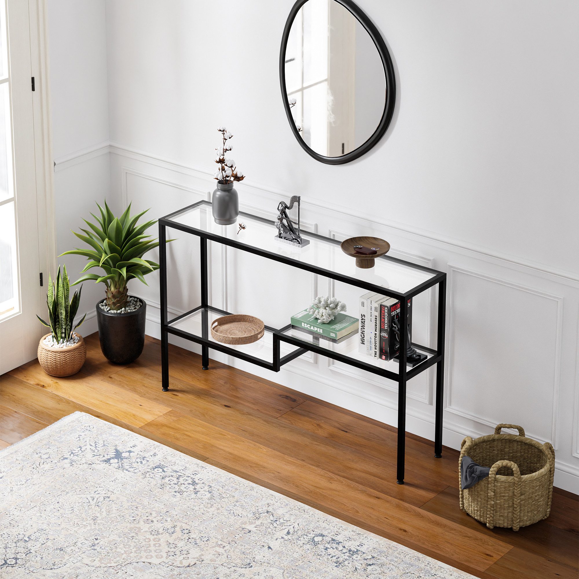 en.casa Konsolentisch, »Videnel« mit Glasplatte 120x30x76 günstig online kaufen