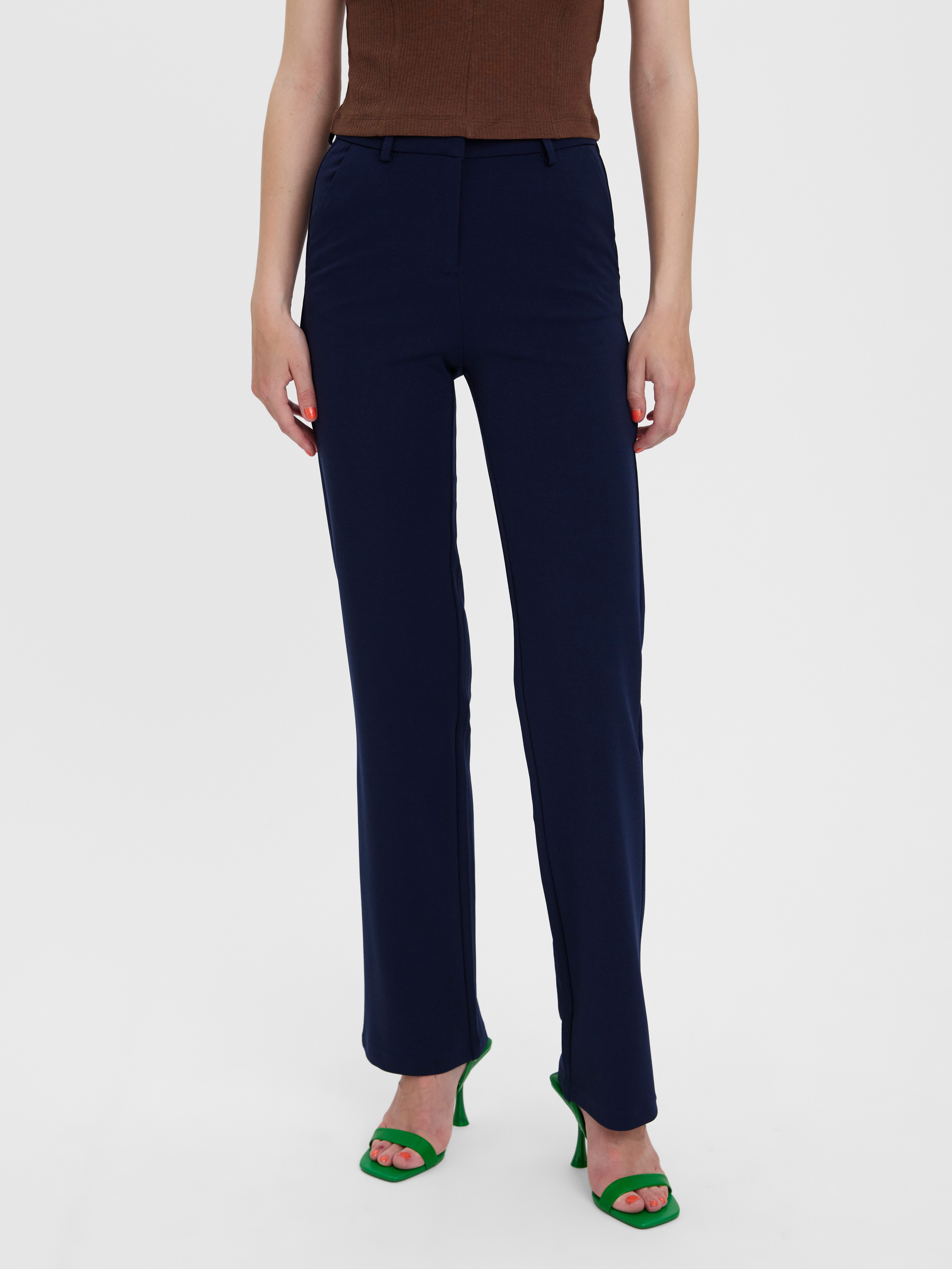 Vero Moda Anzughose VMZAMIRA MW SLIM STRAIGHT PANT NOOS mit Gürtelschlaufen