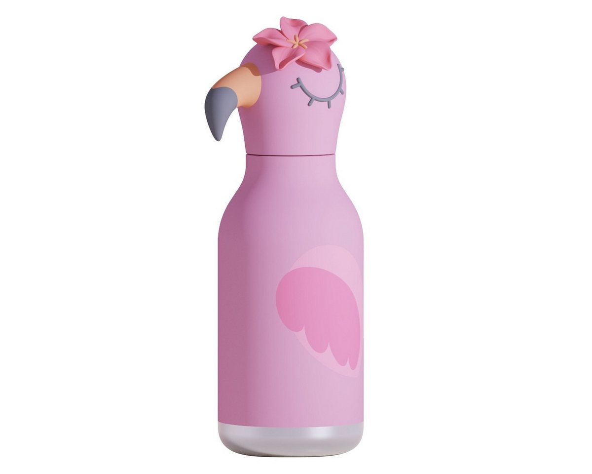ASOBU Trinkflasche Asobu Bestie Trinkflasche 460 ml, Tier-Design, isoliert, auslaufsicher, 460 ml, Vakuumisolierung, auslaufsicher, Silikon-Trinkhalm, Edelstahl
