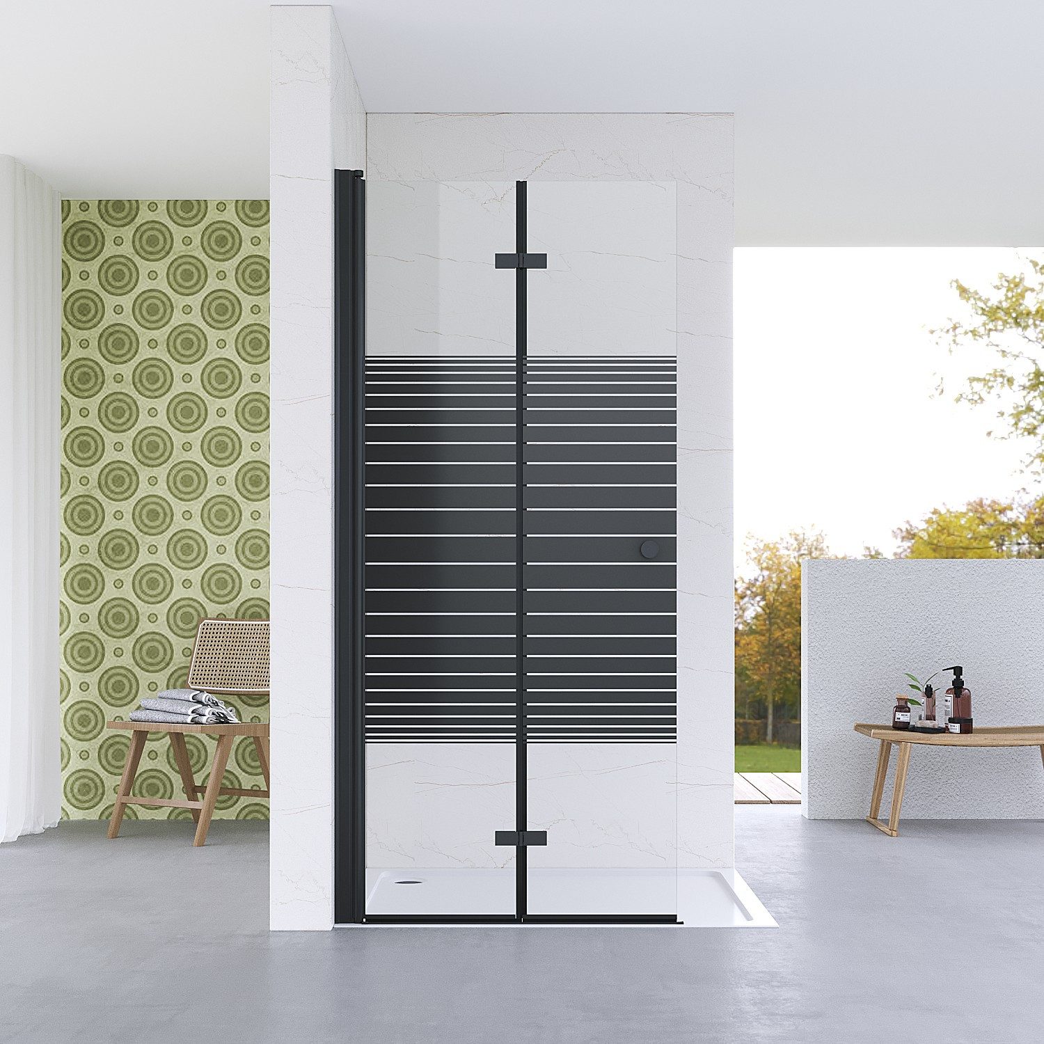 AQUABATOS Walk-in-Dusche Duschabtrennung faltbar Dusche 65 70 75 80 85 90 95 115 cm Duschwand, Einscheiben-Sicherheitsglas (ESG) 5 mm