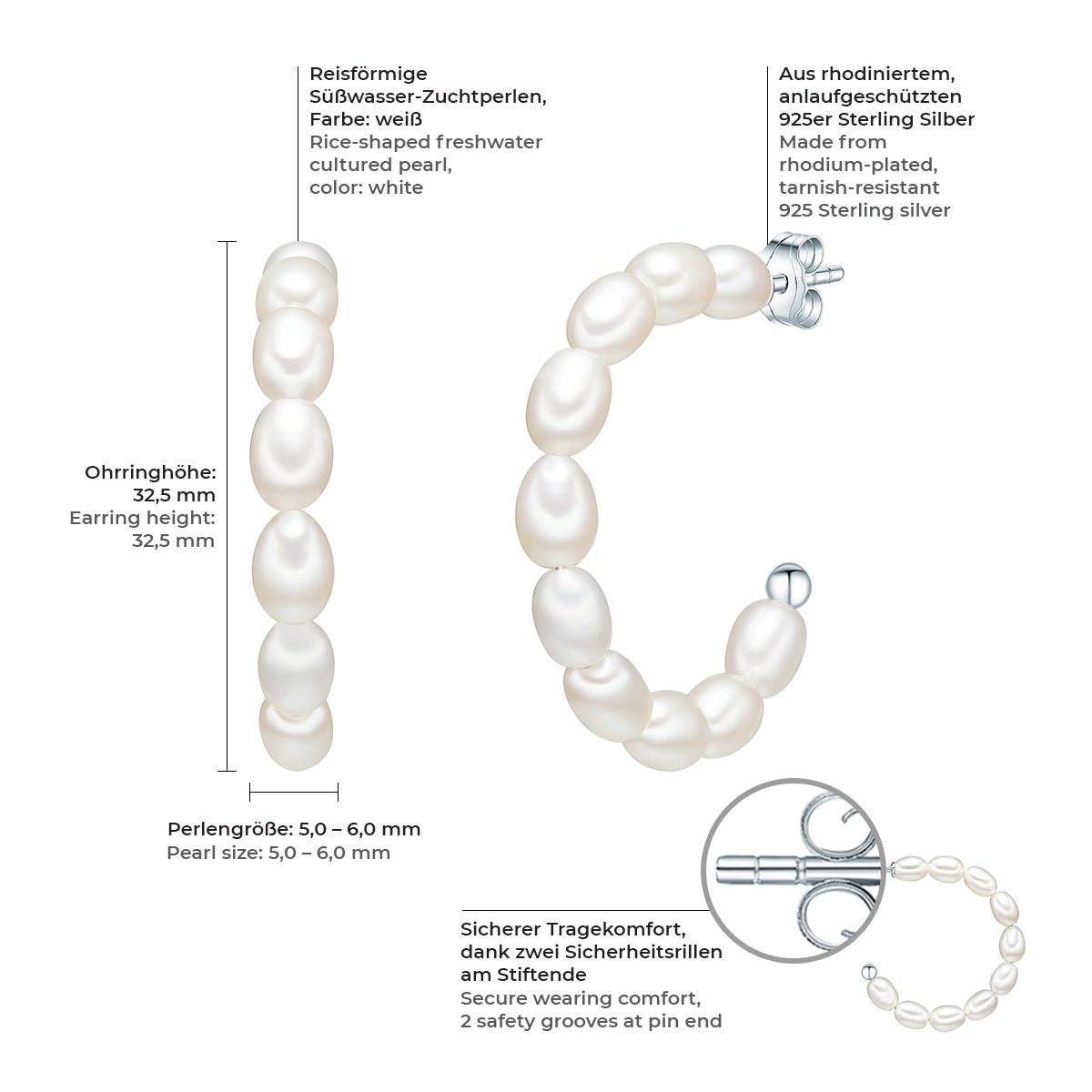 Valero Pearls Perlenohrringe silber, aus Süßwasser-Zuchtperlen günstig online kaufen