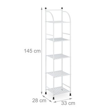 relaxdays Standregal Schmales Standregal mit 5 Ablagen, Weiß