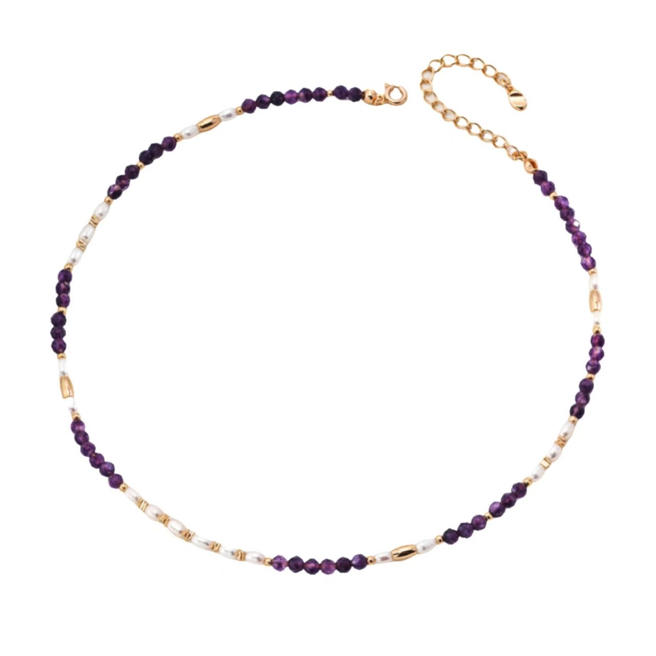 Jumpeak Choker Halskette Damen Silber 925,Perlen Halskette Damen,Amethyst,Halskette, 18K Vergoldet, Geburtstag Halskette, Geschenk für Schwester