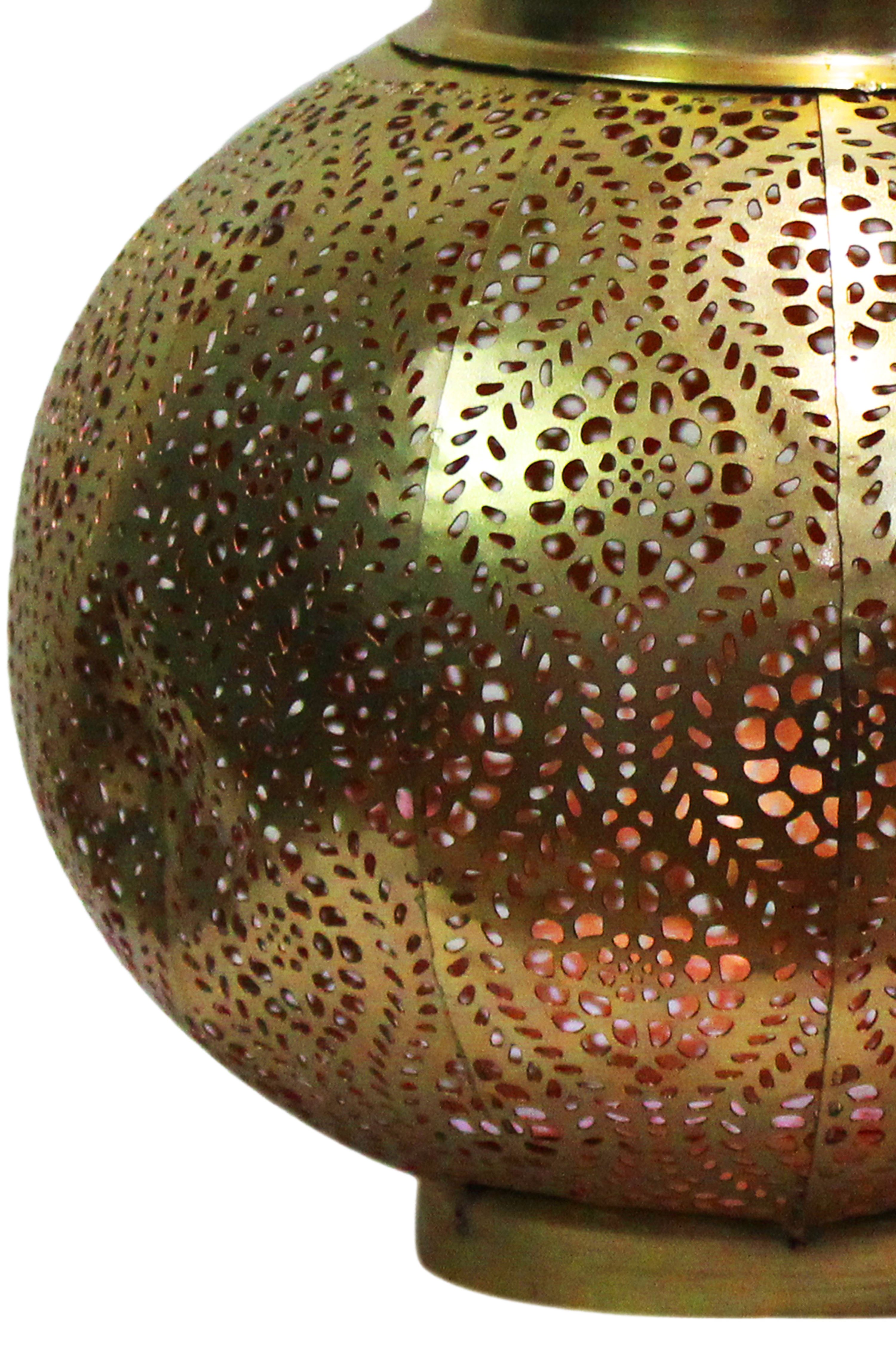 Marrakesch Orient & Mediterran Interior Teelichthalter Orientalisches Windlicht Bahadir handgemacht aus Metall in Gold 22 cm (1 St), Handarbeit