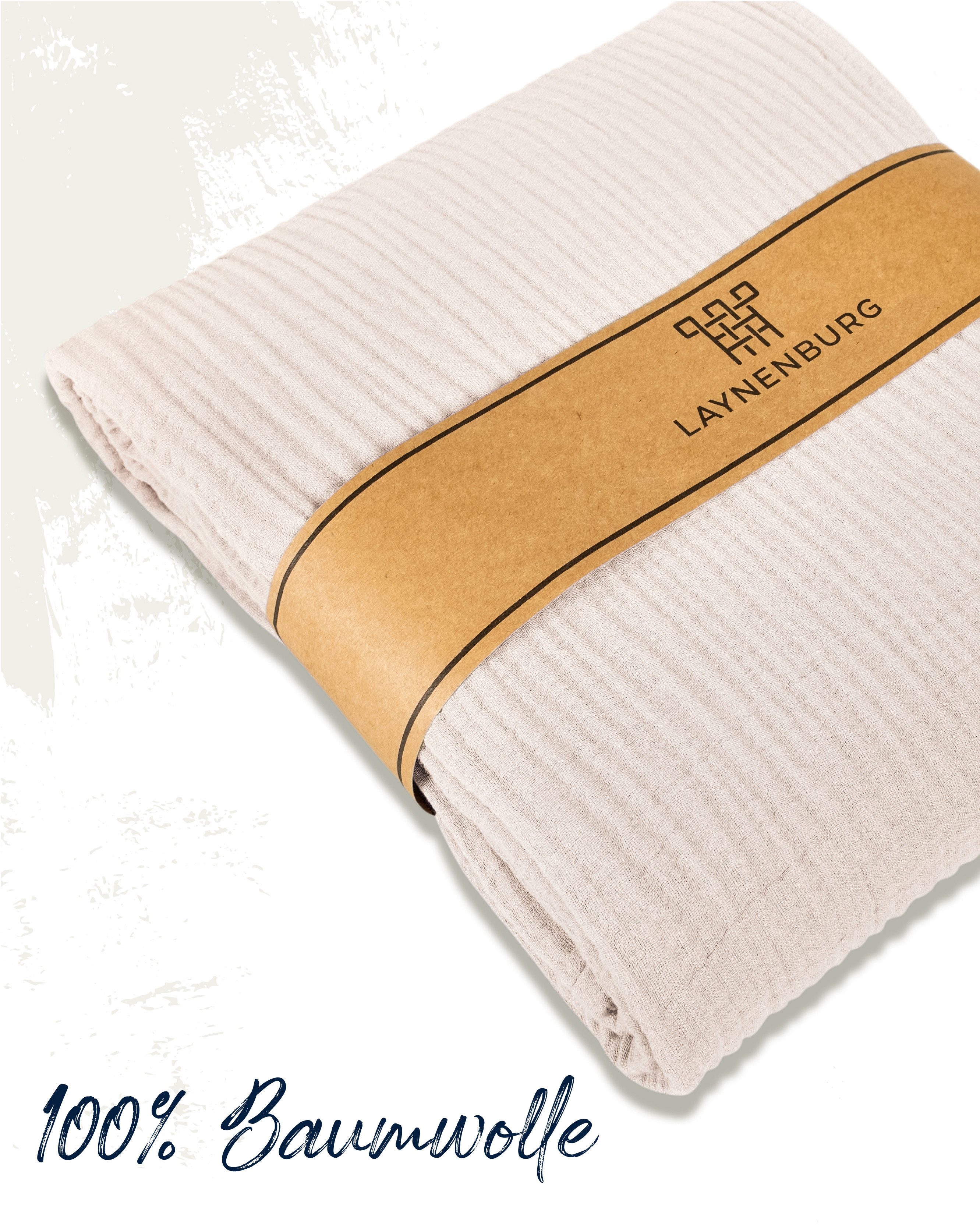 Laynenburg Tagesdecke Musselin aus 100% Baumwolle – Baumwolldecke, Kuscheldecke, Wohndecke als Sommerdecke, Bett-Überwurf, Couch-Überwurf, Sofa-Decke – Bild 2 von 5