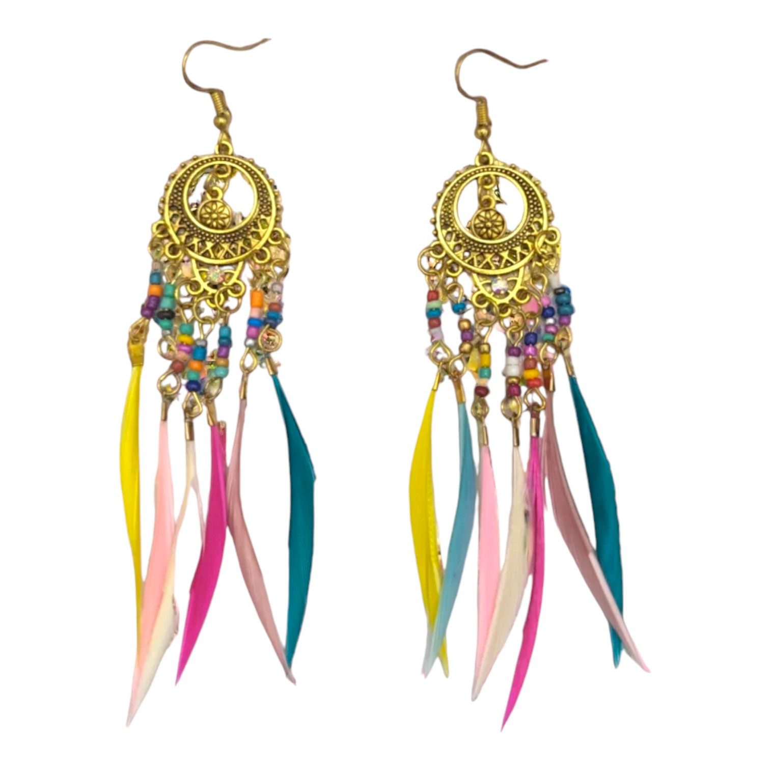 Eyecatcher Paar Ohrhaken Bunte Boho Traumfänger Ohrringe mit Federn (Paar, günstig online kaufen