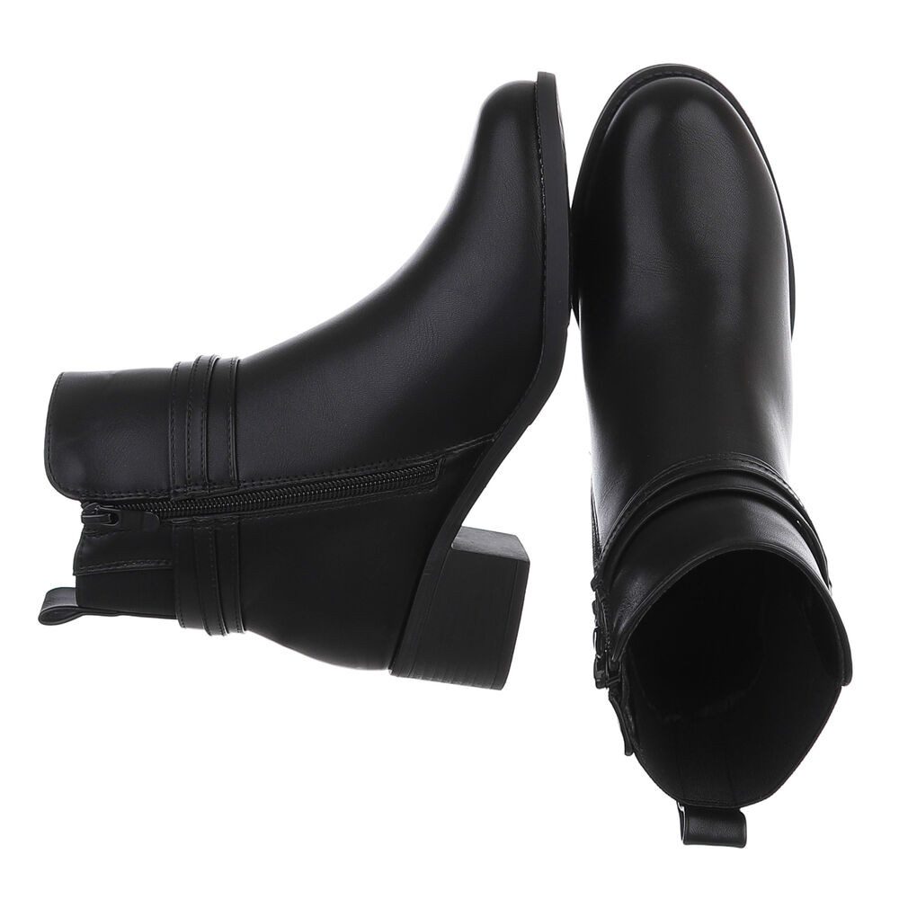 Ital-Design Eleganter Ankle Boot mit Riemen für Damen Stiefelette (90598514) Blockabsatz Stiefeletten in Schwarz