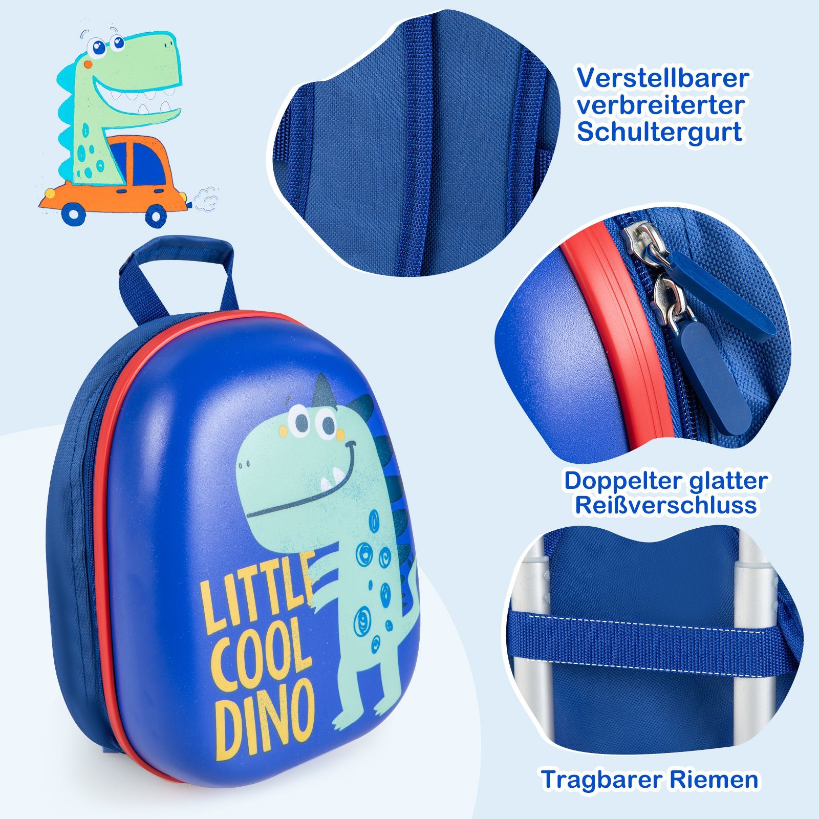 COSTWAY Kinderkoffer Reisegepäck, 2tlg Kinderkoffer + Rucksack