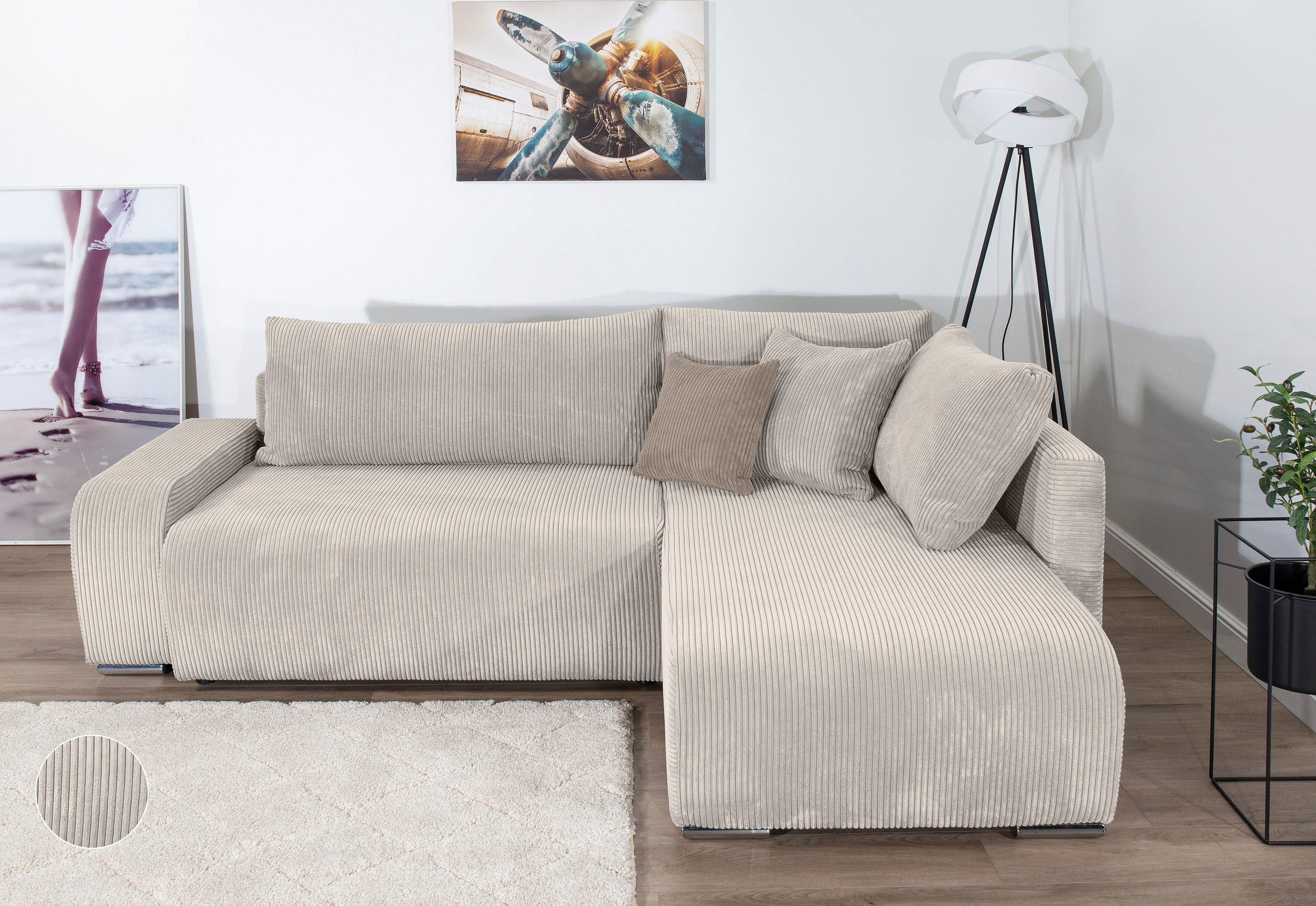 COLLECTION AB Ecksofa Poppy, L-Form, Breite 227 cm mit Schlaffunktion, inkl günstig online kaufen