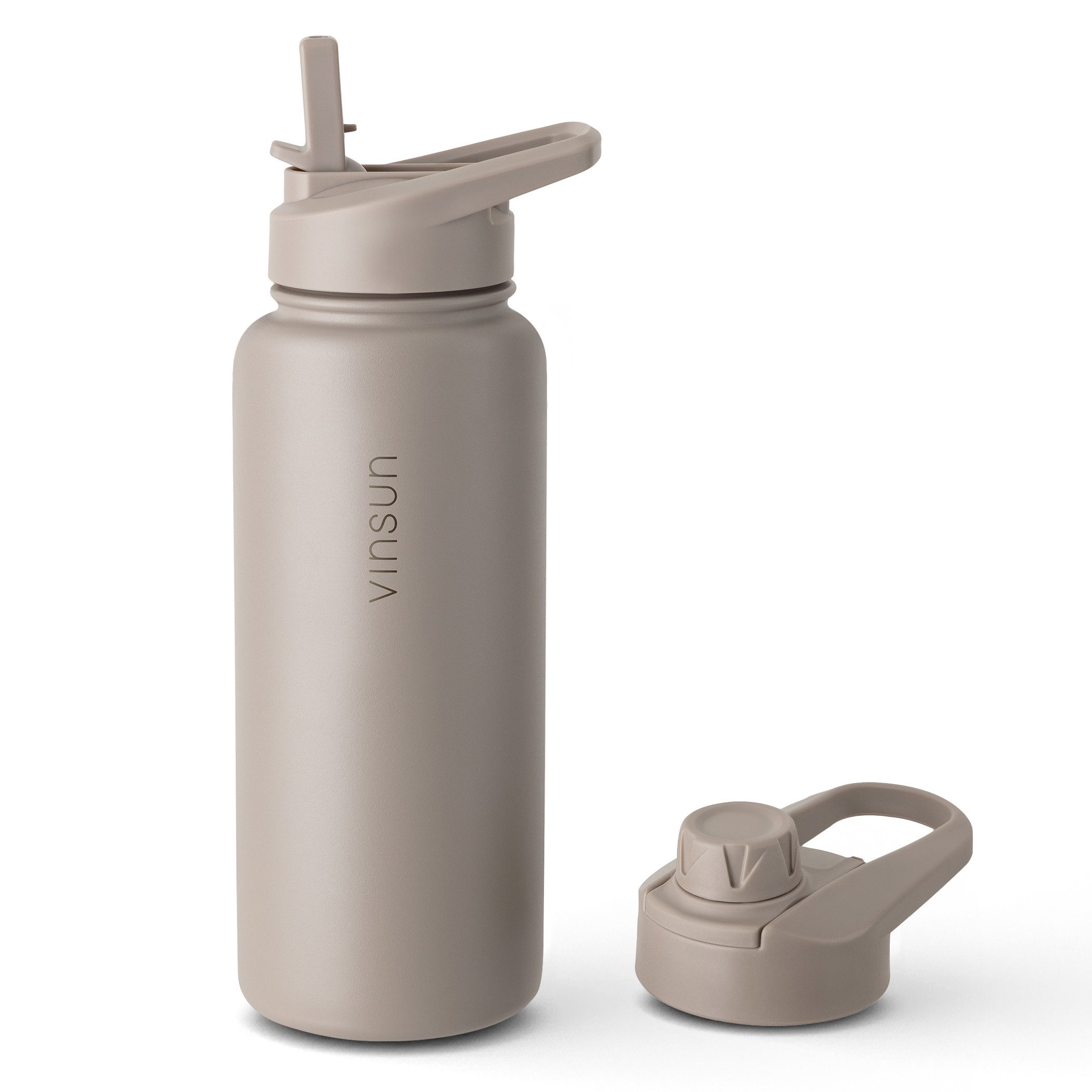 Vinsun Isolierflasche Edelstahl Trinkflasche, Taupe, Gr. 1000 ml