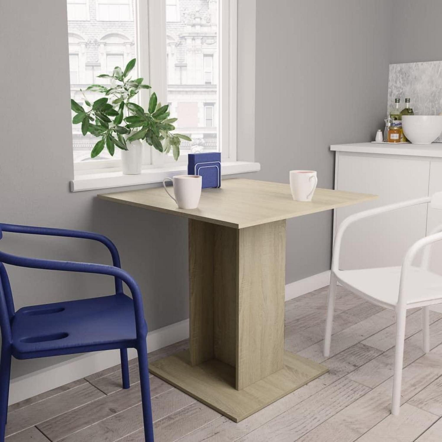LuxusKollektion Säulen-Esstisch Esstisch Säulentisch 80x80x75 Holzwerkstoff Küchentisch Sonoma Eiche