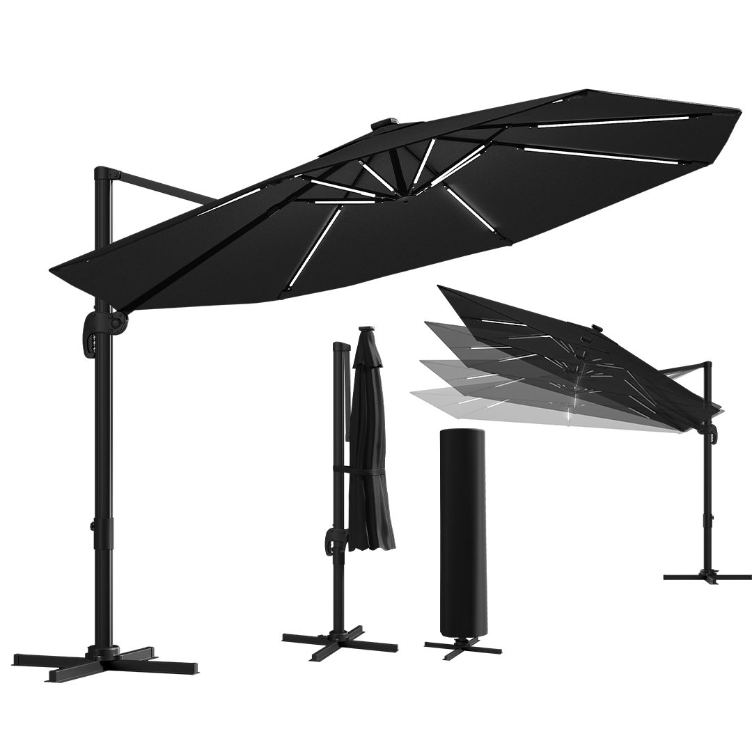 STEELSØN Sonnenschirm Lyrion, rund, Solar LED günstig online kaufen