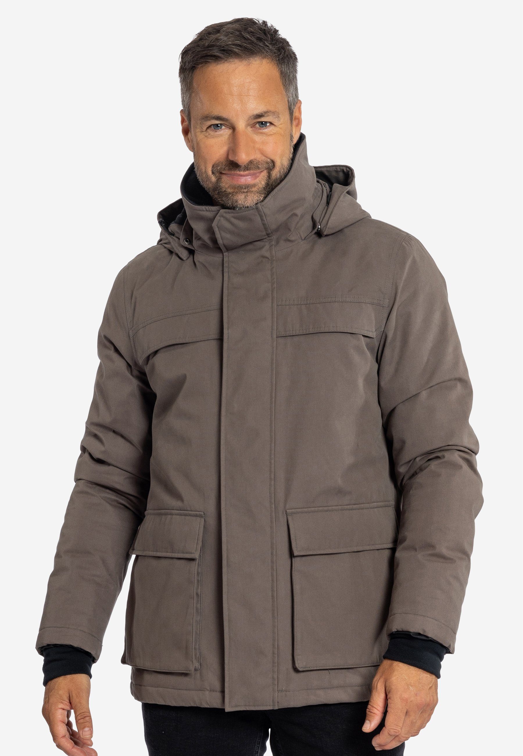 sportliche Winterjacke Länge wasserdicht Hardshell Elkline darkstone Winterparka