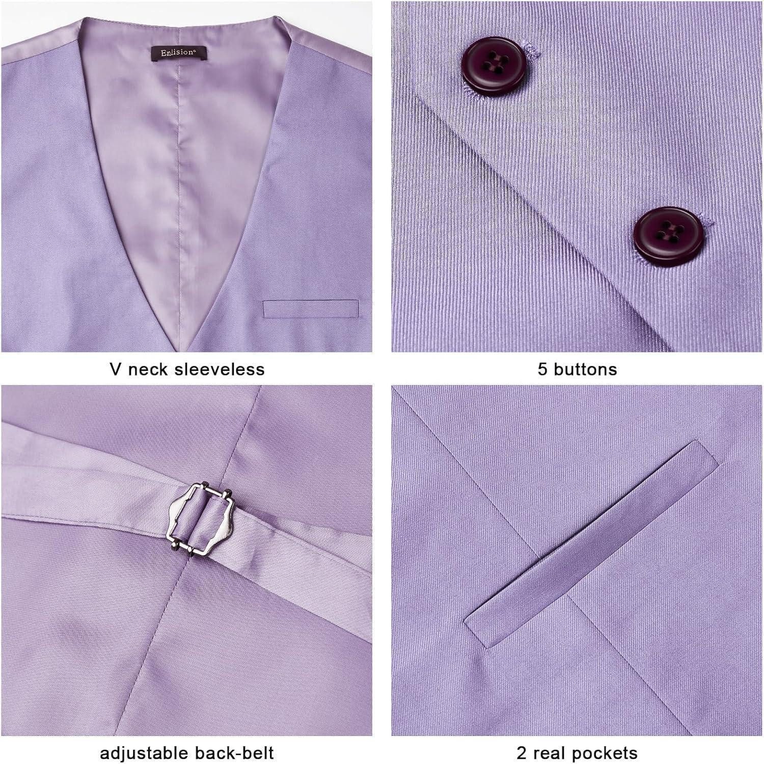 LuxusKollektion Krawatte Anzugweste Herren einfarbig Hochzeit Business Taschen XXL Lila