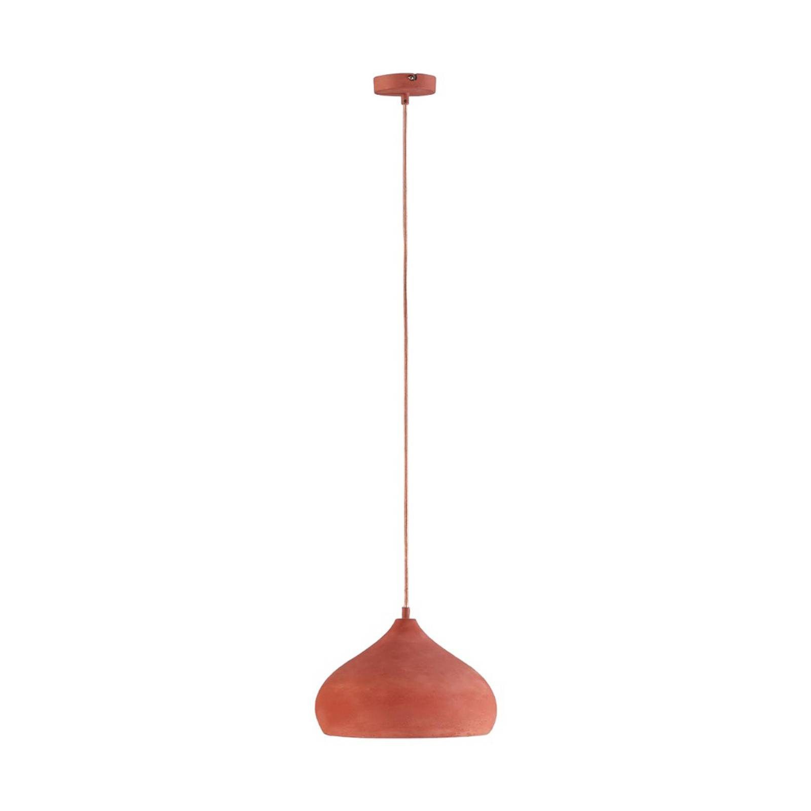 Lindby Hängeleuchte Fiona, dimmbar, Leuchtmittel nicht inklusive, Mediterran, Beton, Metall, Terrakotta, 1 flammig, E27, Deckenlampe