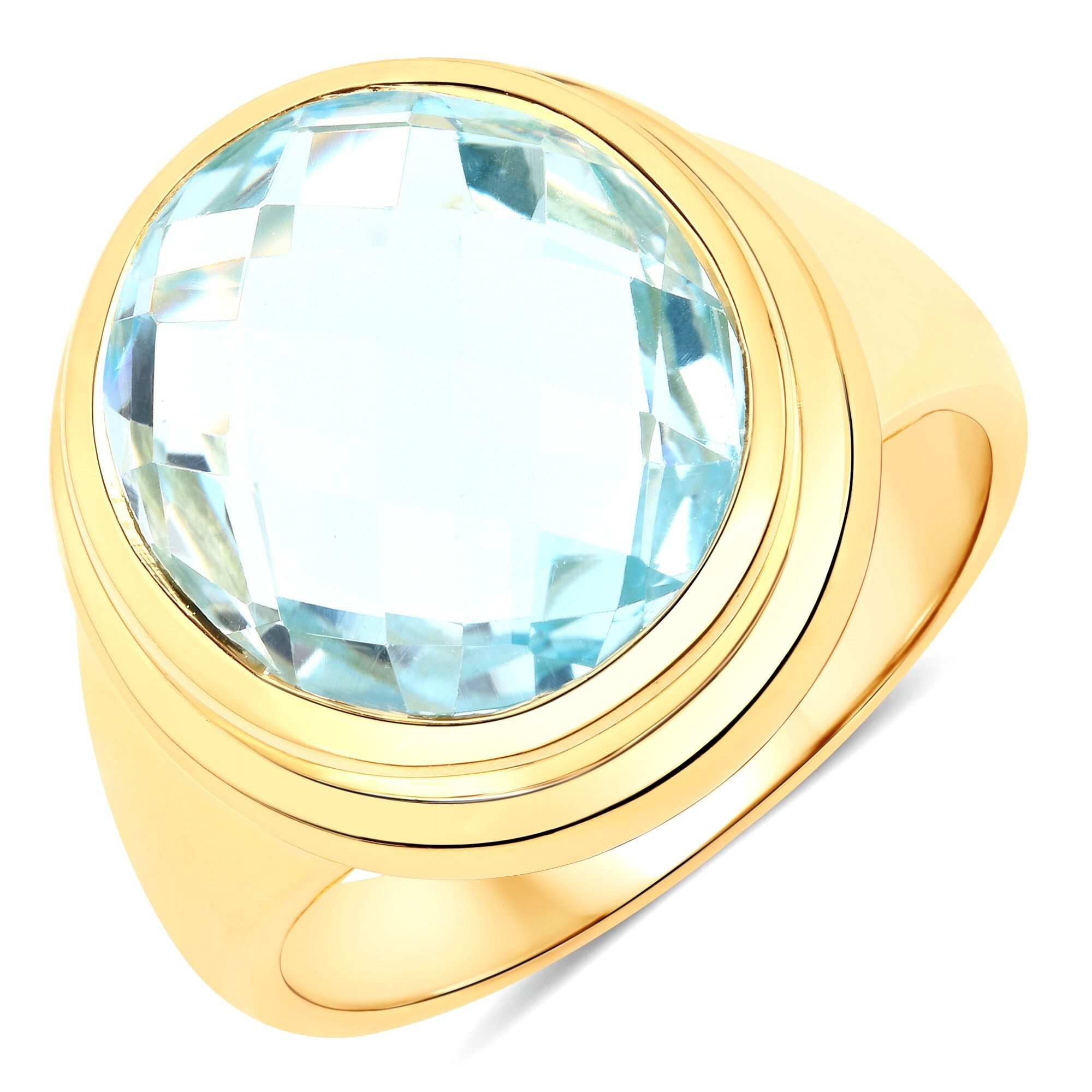 Vira Jewels Fingerring 925-Sterling Silber vergoldet Glänzend Blautopas beh.Blau