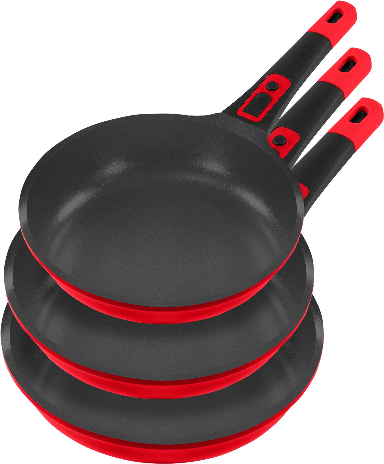 KING Pfannen-Set »Click-Grip Xylan Plus Silver Diamond«, Aluminiumguss (Set, 3-tlg., 3 Pfannen - Ø 20 cm, Ø 24 cm & Ø 28 cm), Induktion, abnehmbarer Griff, XYLAN plus Silver Diamond-Beschichtung